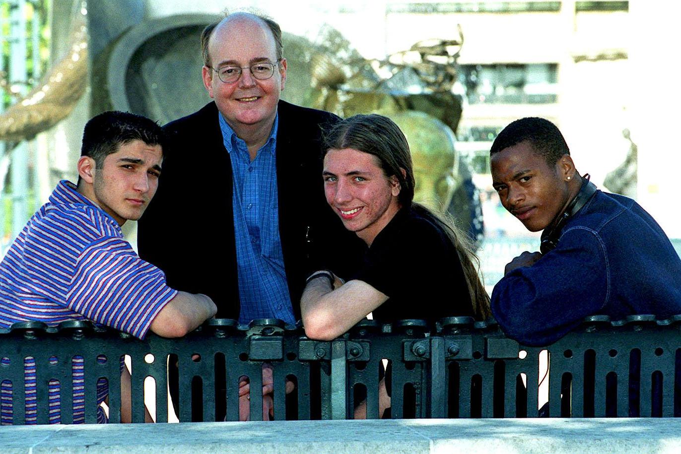Playwright David Edgar with some of the teenagers who were helped by the fund