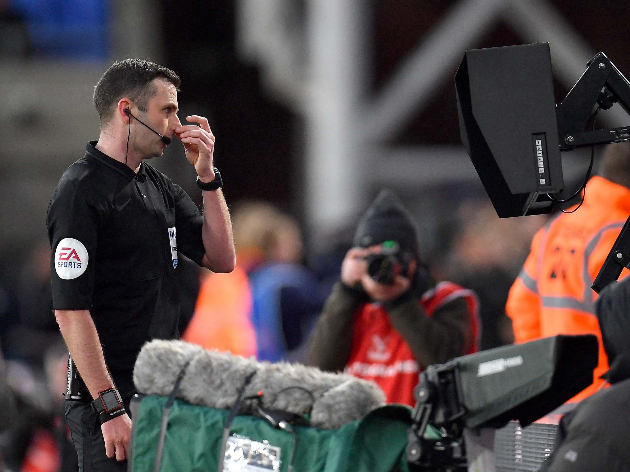 Michael Oliver was praised for using a pitchside monitor earlier this month