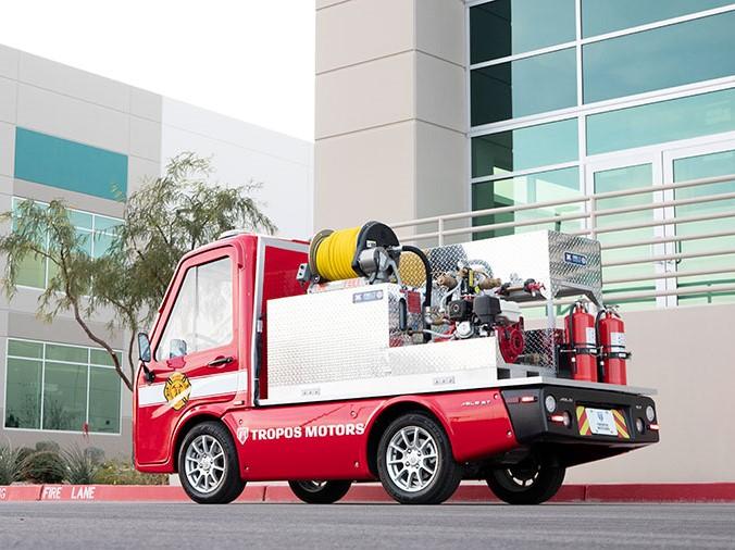 The mini truck is designed for fires that break out in narrow backstreets, like those found in Mumbai or Tokyo