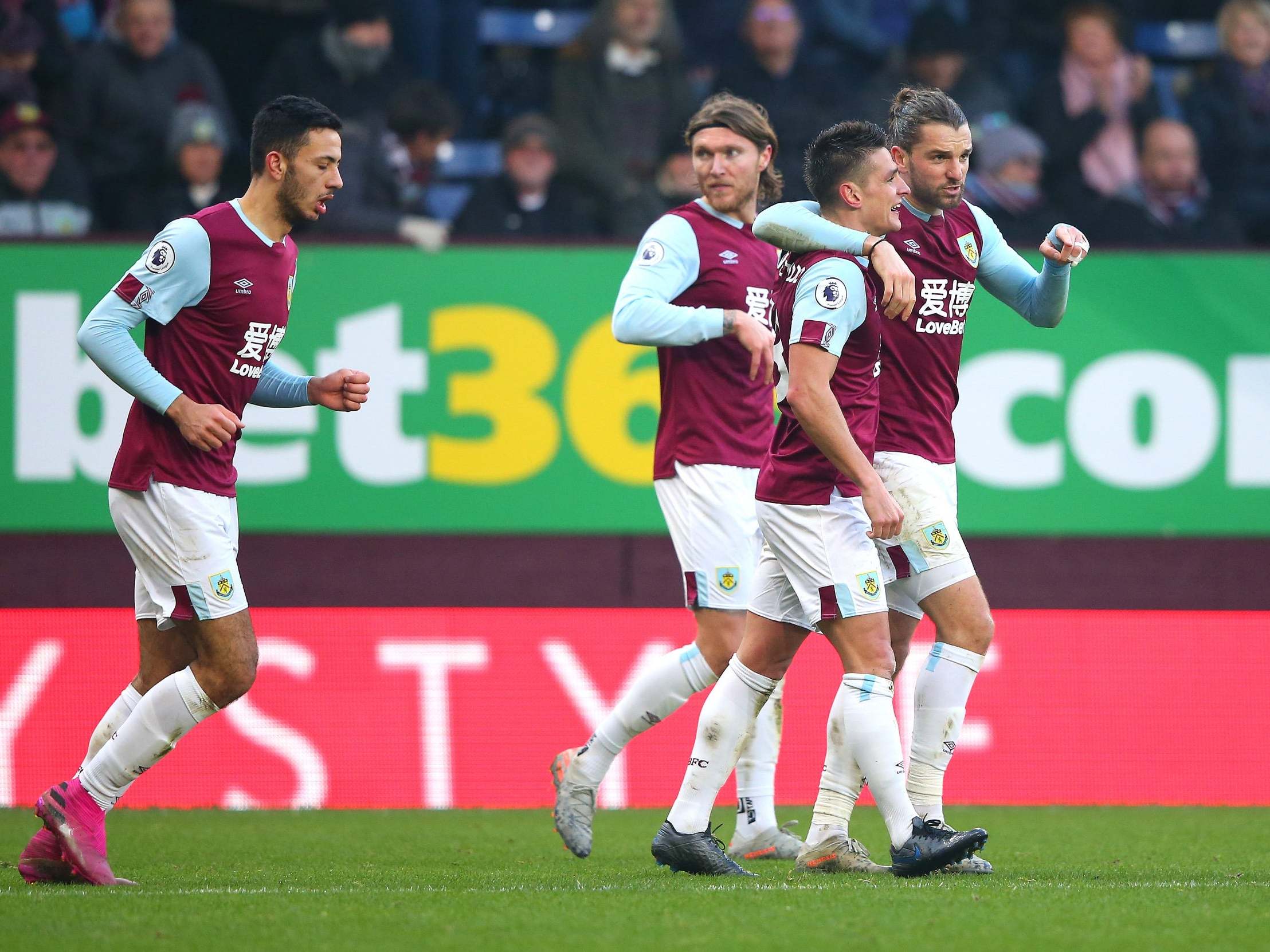 Burnley celebrate Ashley Westwood's winner