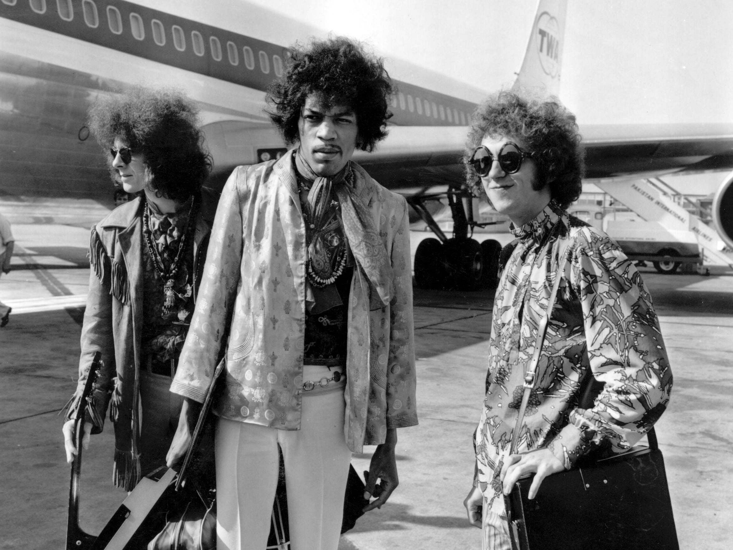 The Jimi Hendrix Experience (left to right): Noel Redding, Hendrix and Mitch Mitchell in August 1967