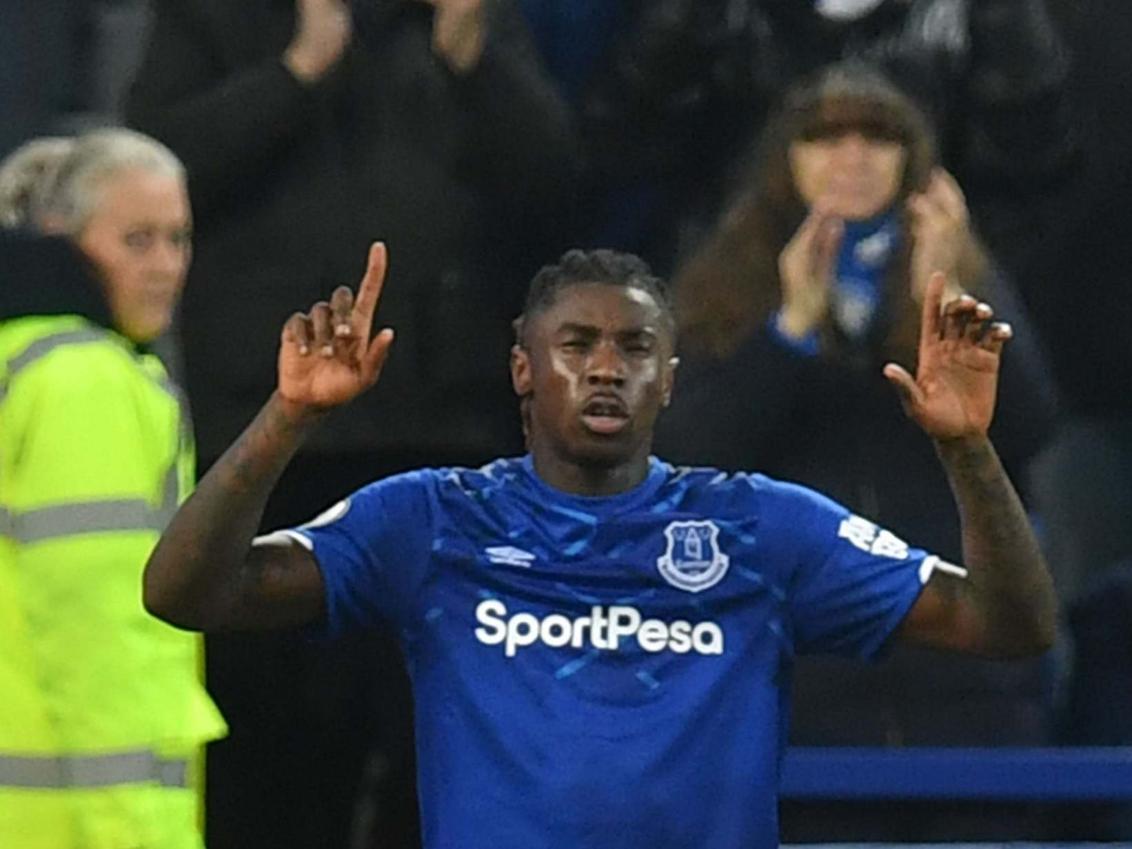 Moise Kean celebrates his first goal for Everton