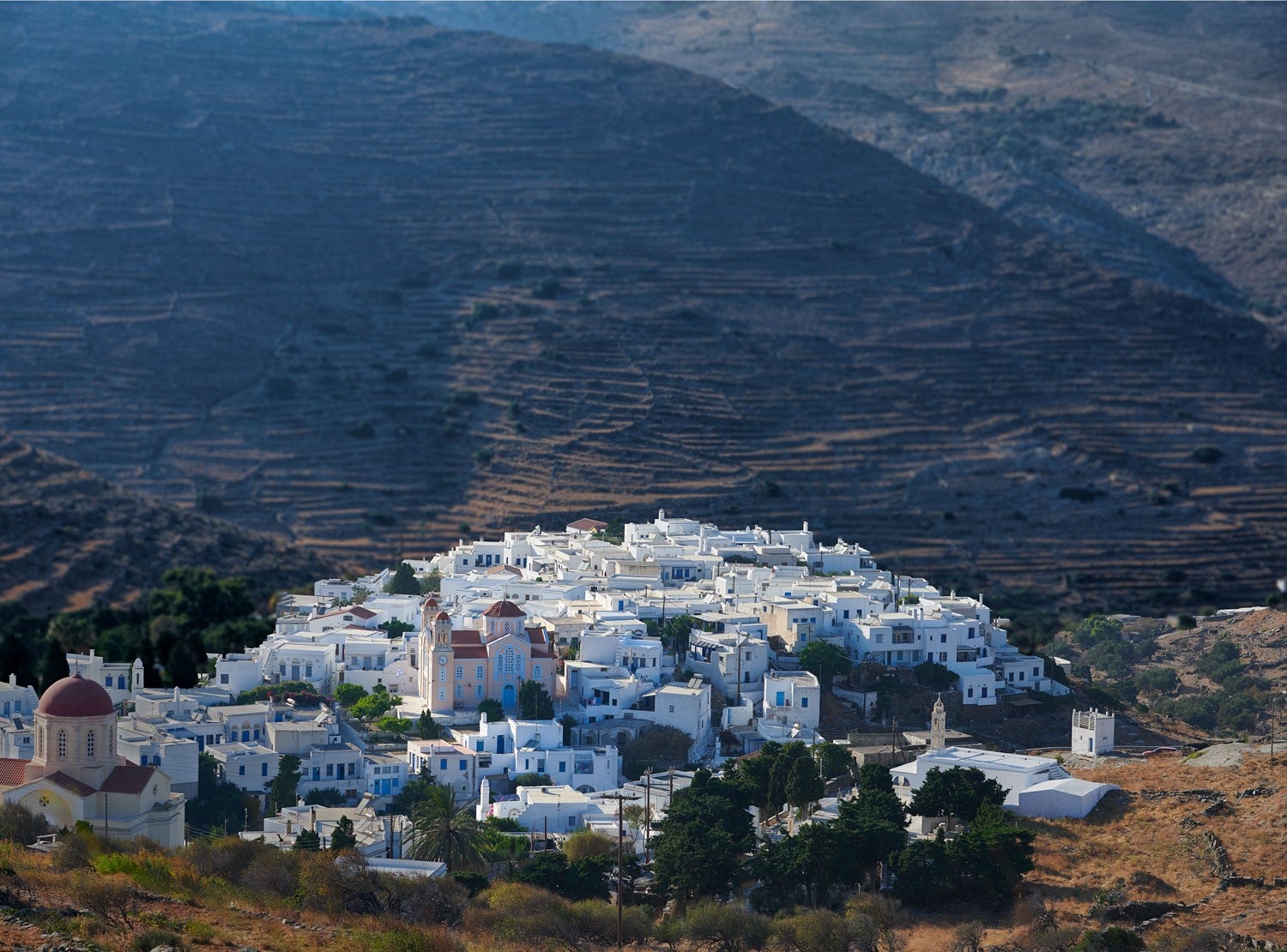 The village of Pyrgos, known for its marble carving