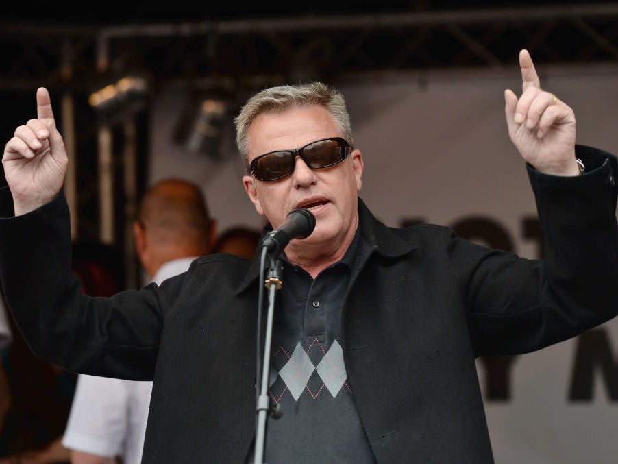 Madness frontman Suggs speaks at an anti-austerity protest in 2017