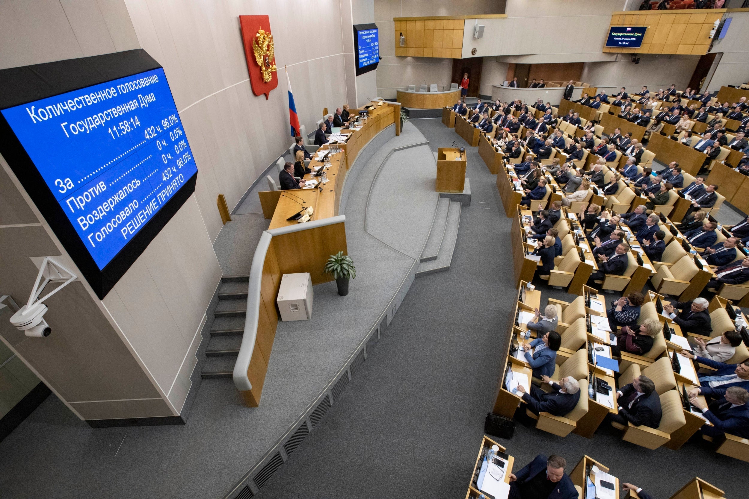 Russian lawmakers voted unanimously for constitutional amendments