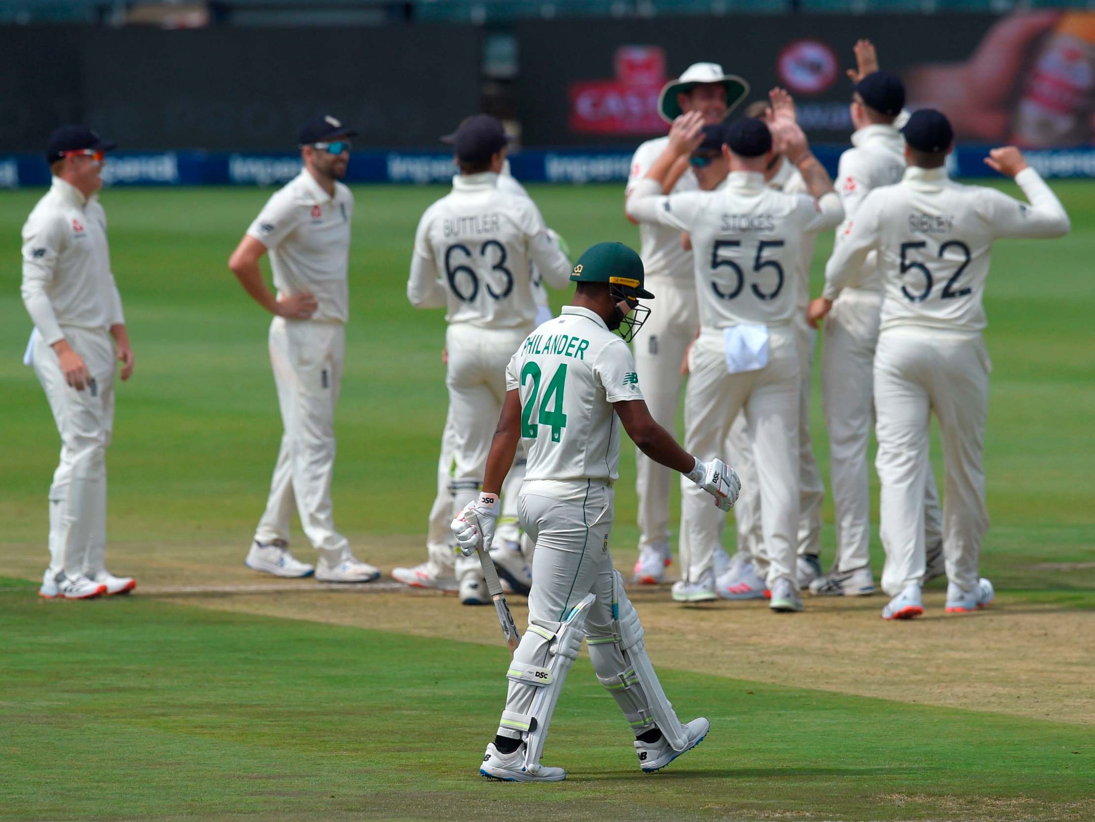 Vernon Philander marches back to the pavilion after his dismissal on day three