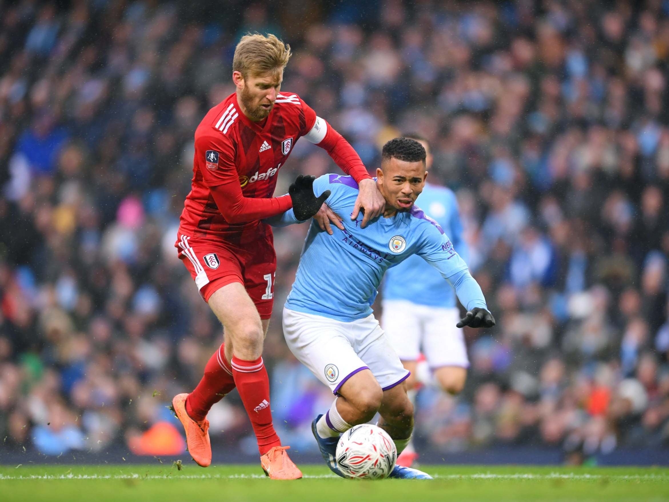 Tim Ream received a straight red after bringing down Gabriel Jesus