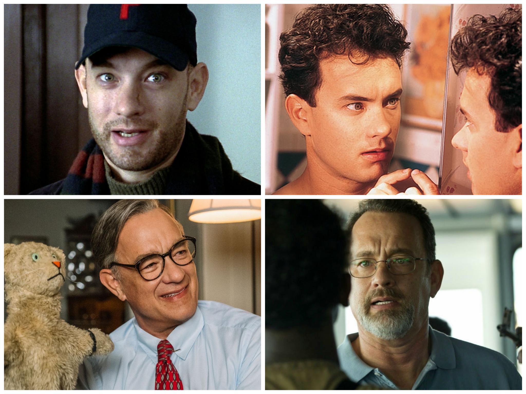 Star turns: (clockwise from top left), Hanks in ‘Philadelphia’, ‘Big’, ‘Captain Phillips’ and ‘A Beautiful Day in the Neighborhood’