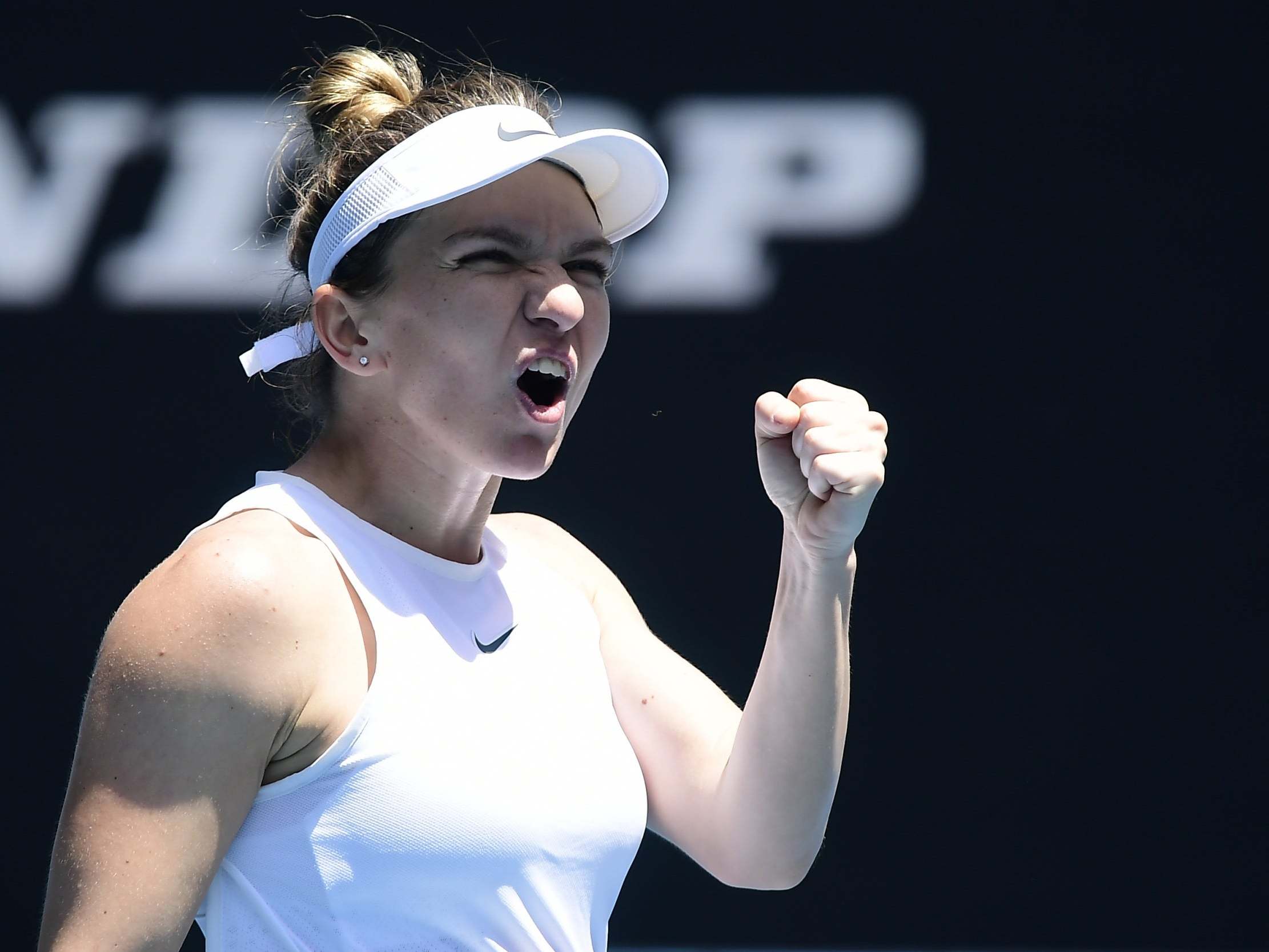 Muguruza will face Simona Halep in the semi-finals