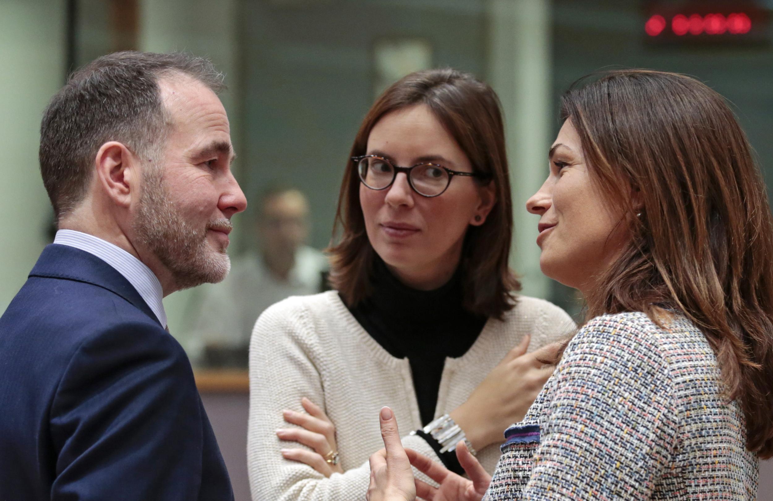 Christopher Pincher, the last UK minister to attend an EU council, talks at the meeting with French Junior Minister for European Affairs Amelie de Montchalin, and Hungarian Minister of State for European Union Relations Judit Varga