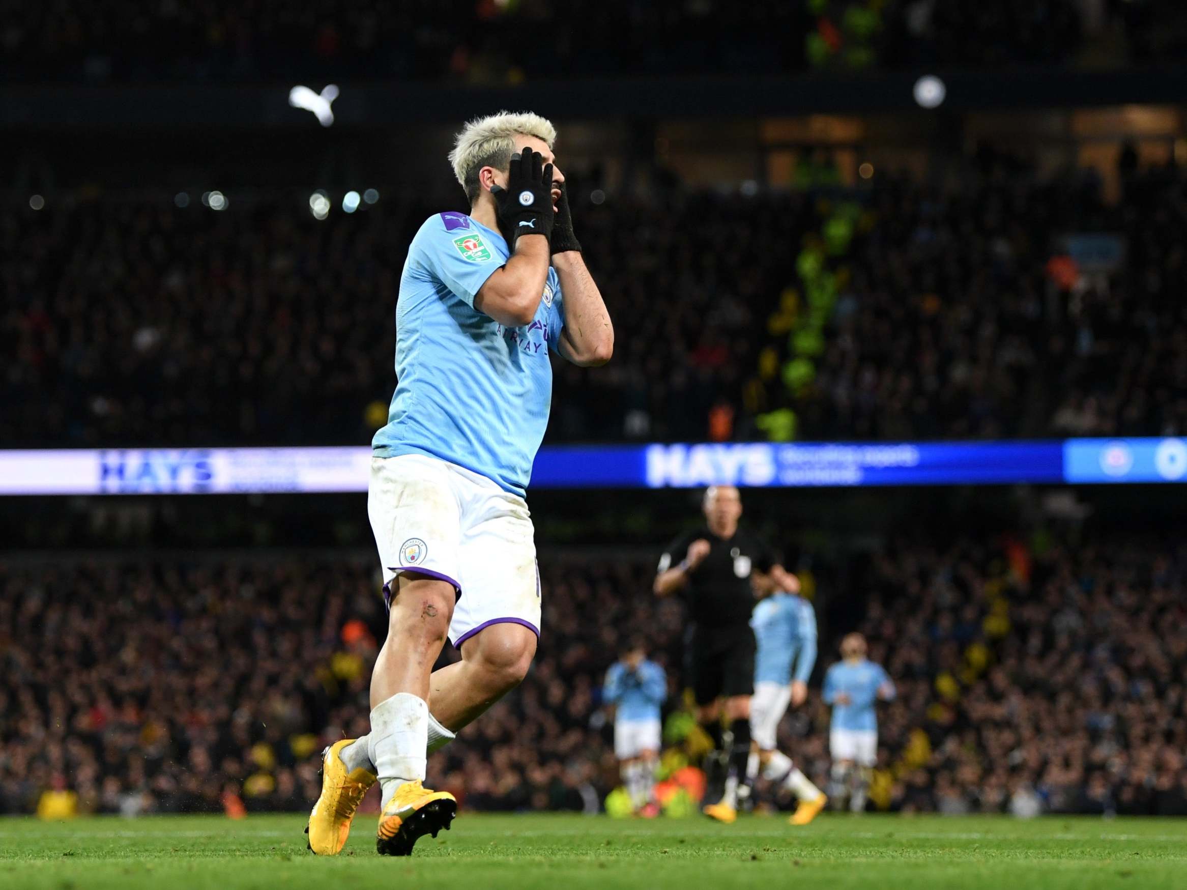 Sergio Aguero came closest to scoring for Manchester City