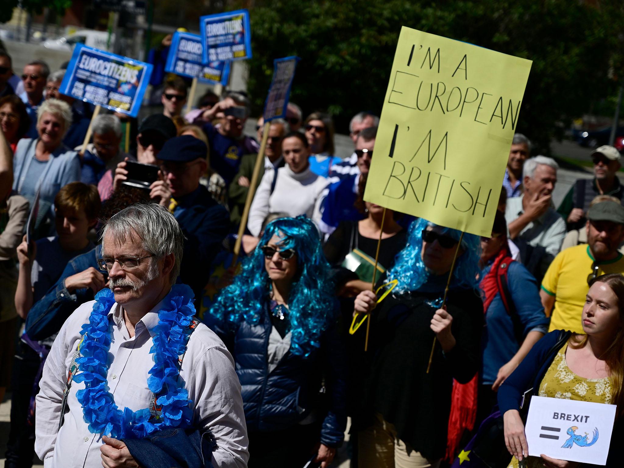 People protest in Madrid in defence of Europeans’ and Britons’ rights (AFP/Getty)