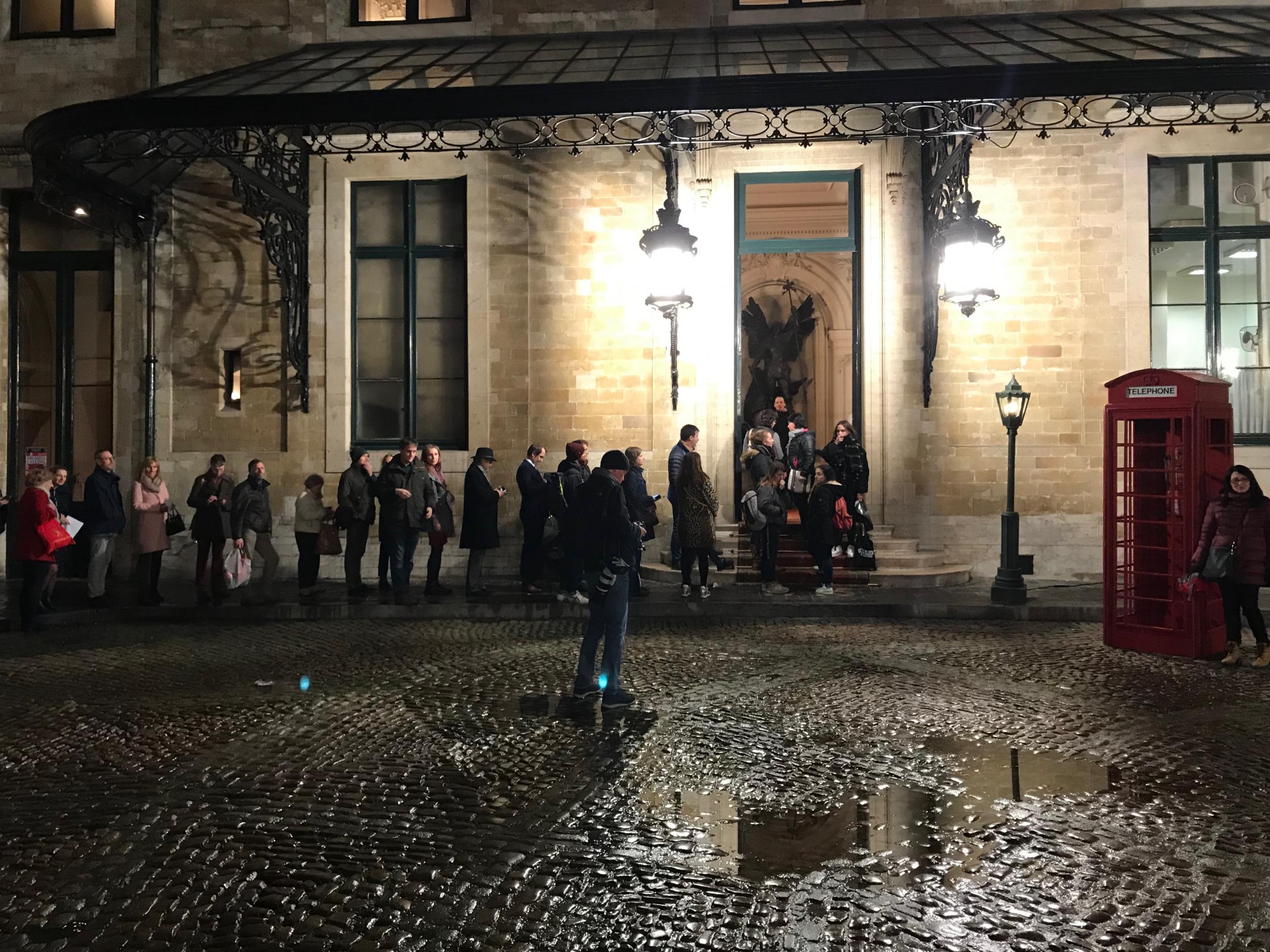 People queued while others took photos with a genuine red telephone box