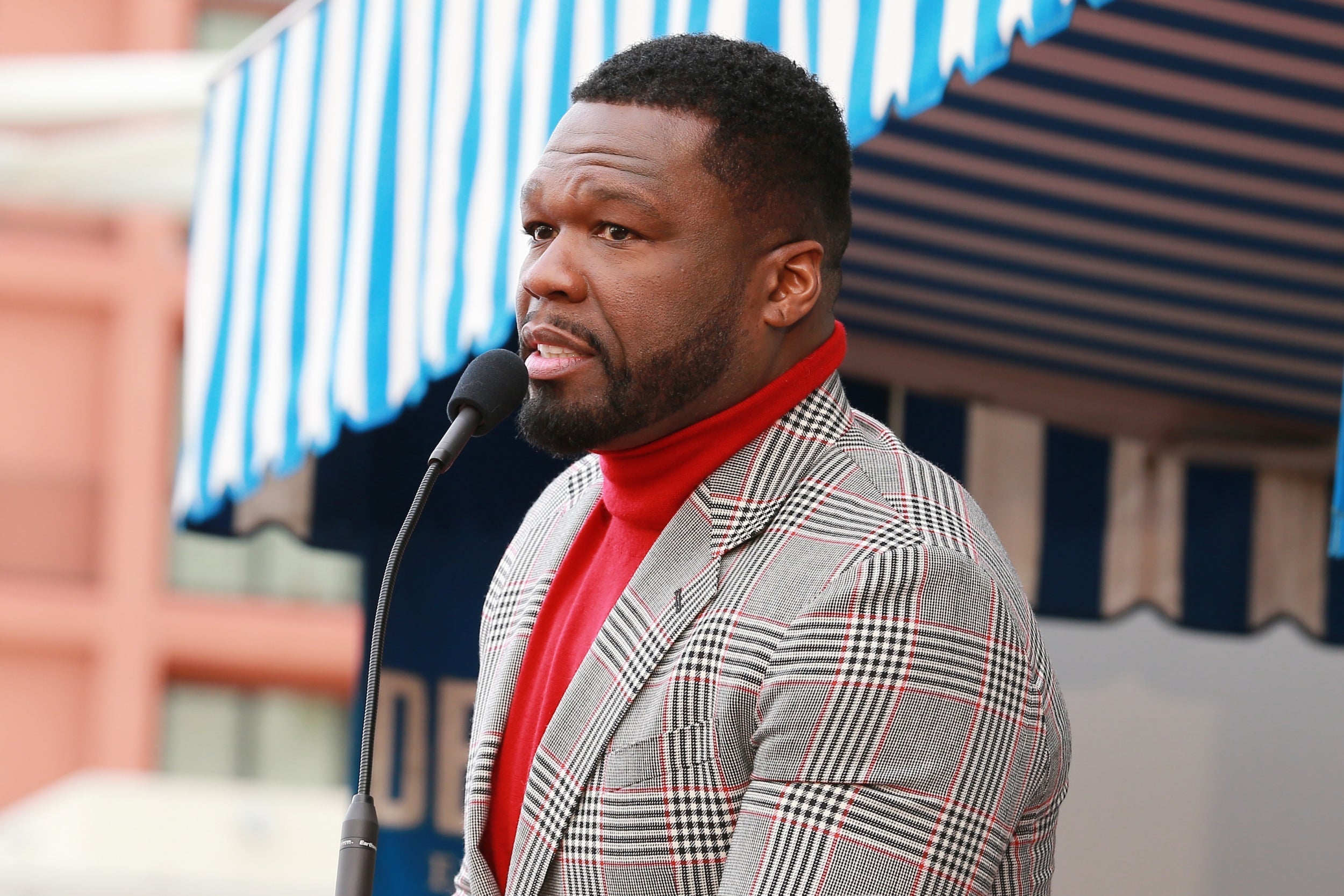 50 Cent at the ceremony for his star on the Hollywood Walk of Fame