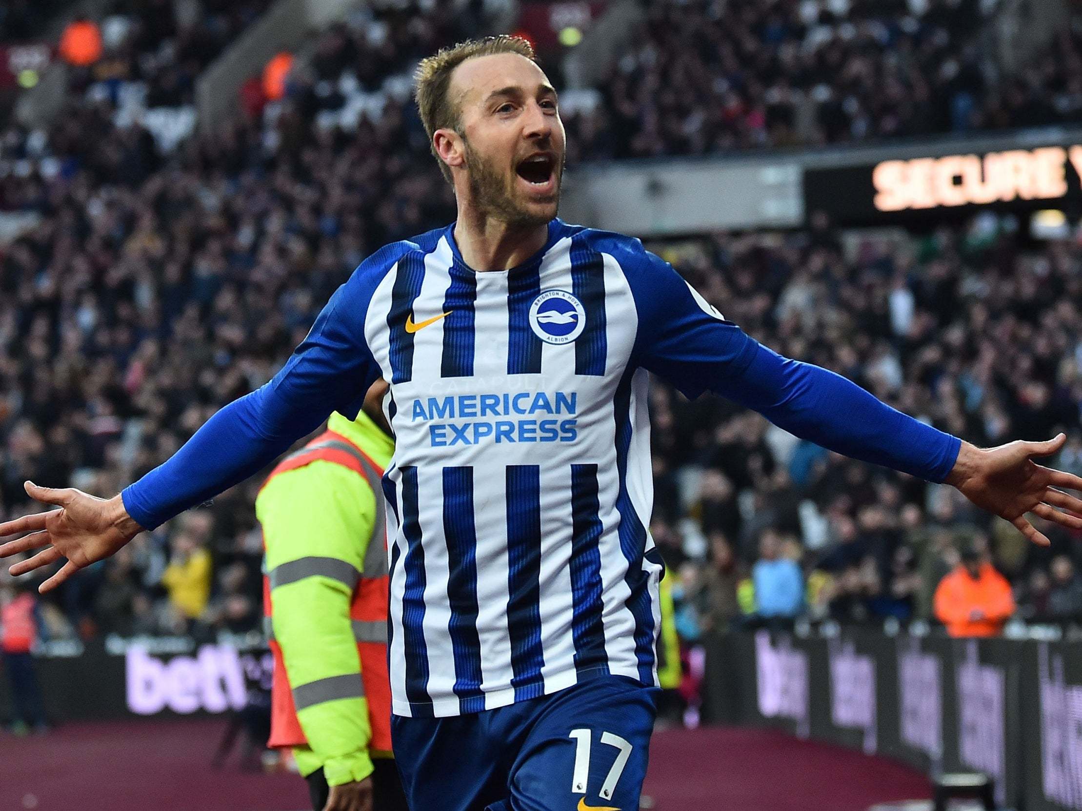 Glenn Murray celebrates scoring Brighton’s late equaliser