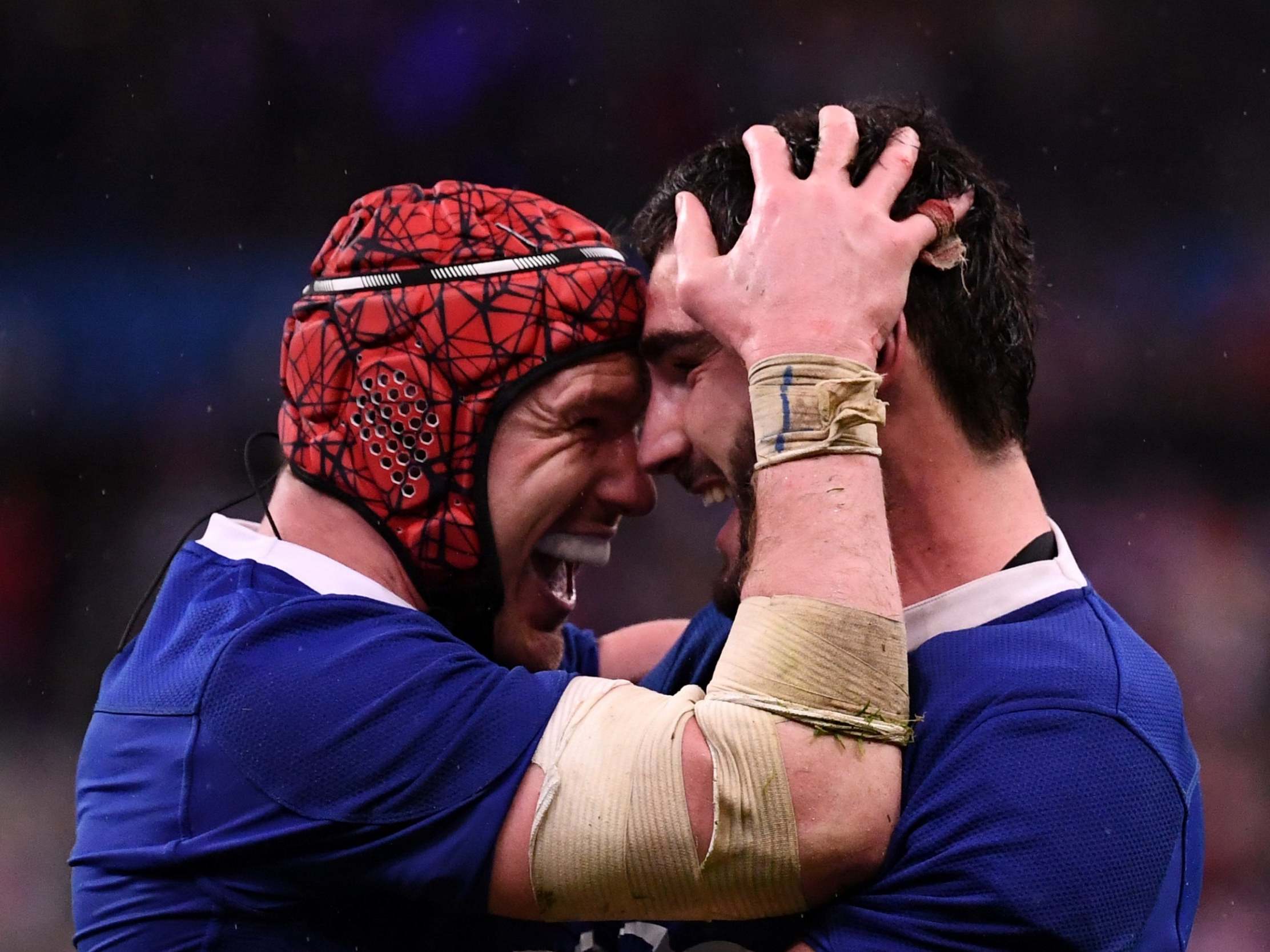 Bernard le Roux and Charles Ollivon celebrate