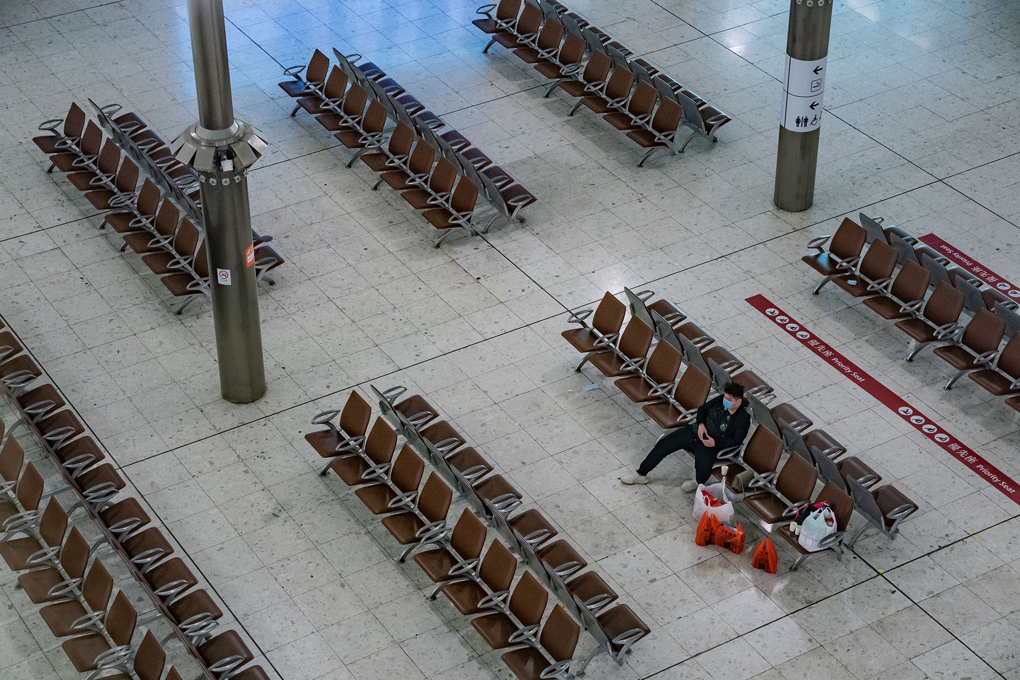 Hong Kong’s usually packed rail stations are eerily quiet