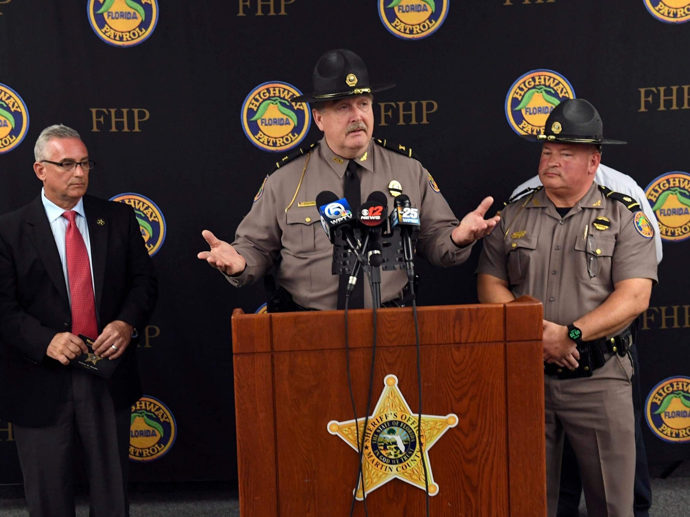 Col Gene Spaulding addressing a press conference following shooting