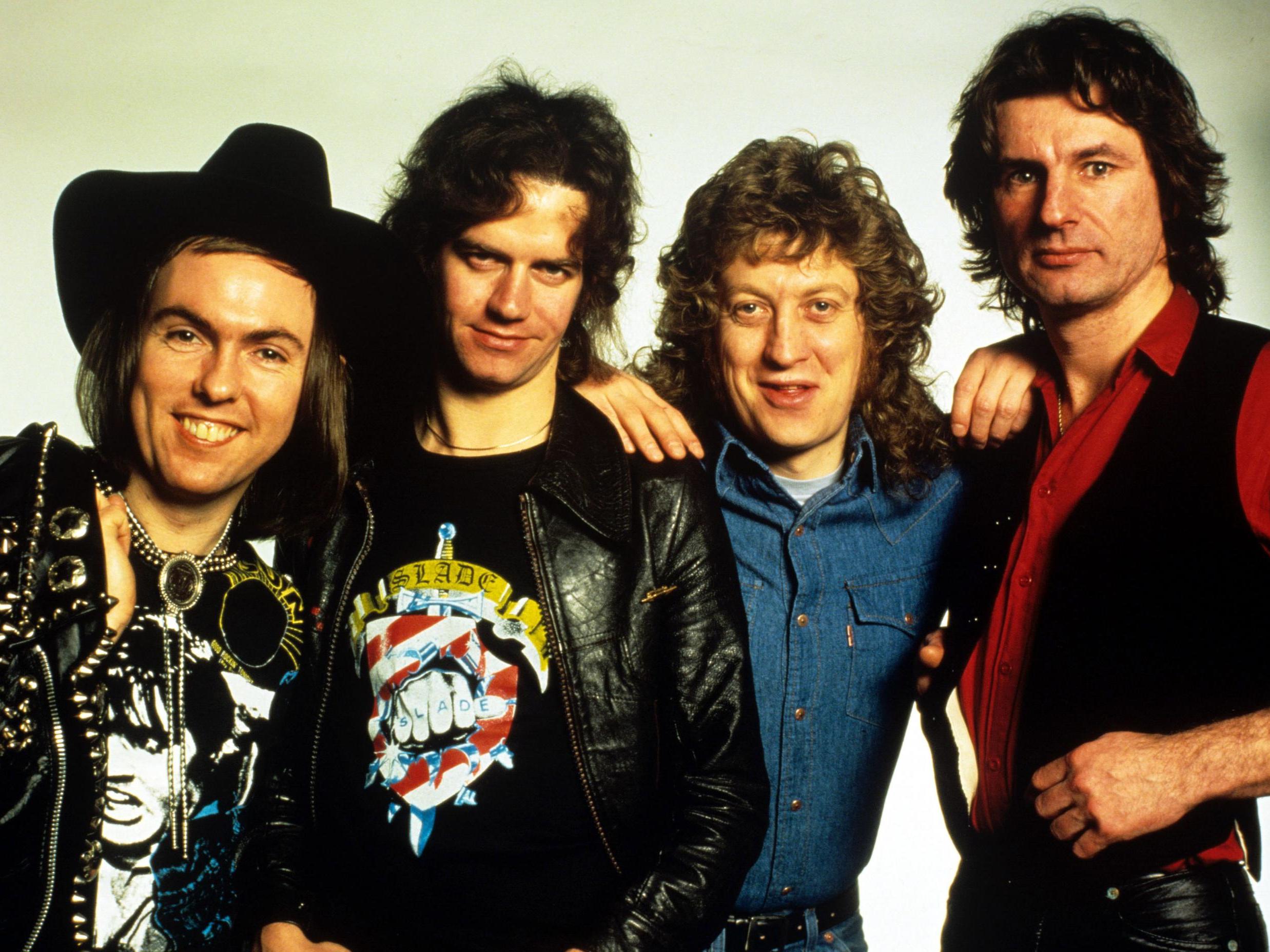 Noddy Holder, Dave Hill, Jimmy Lea and Don Powell of Slade in 1981