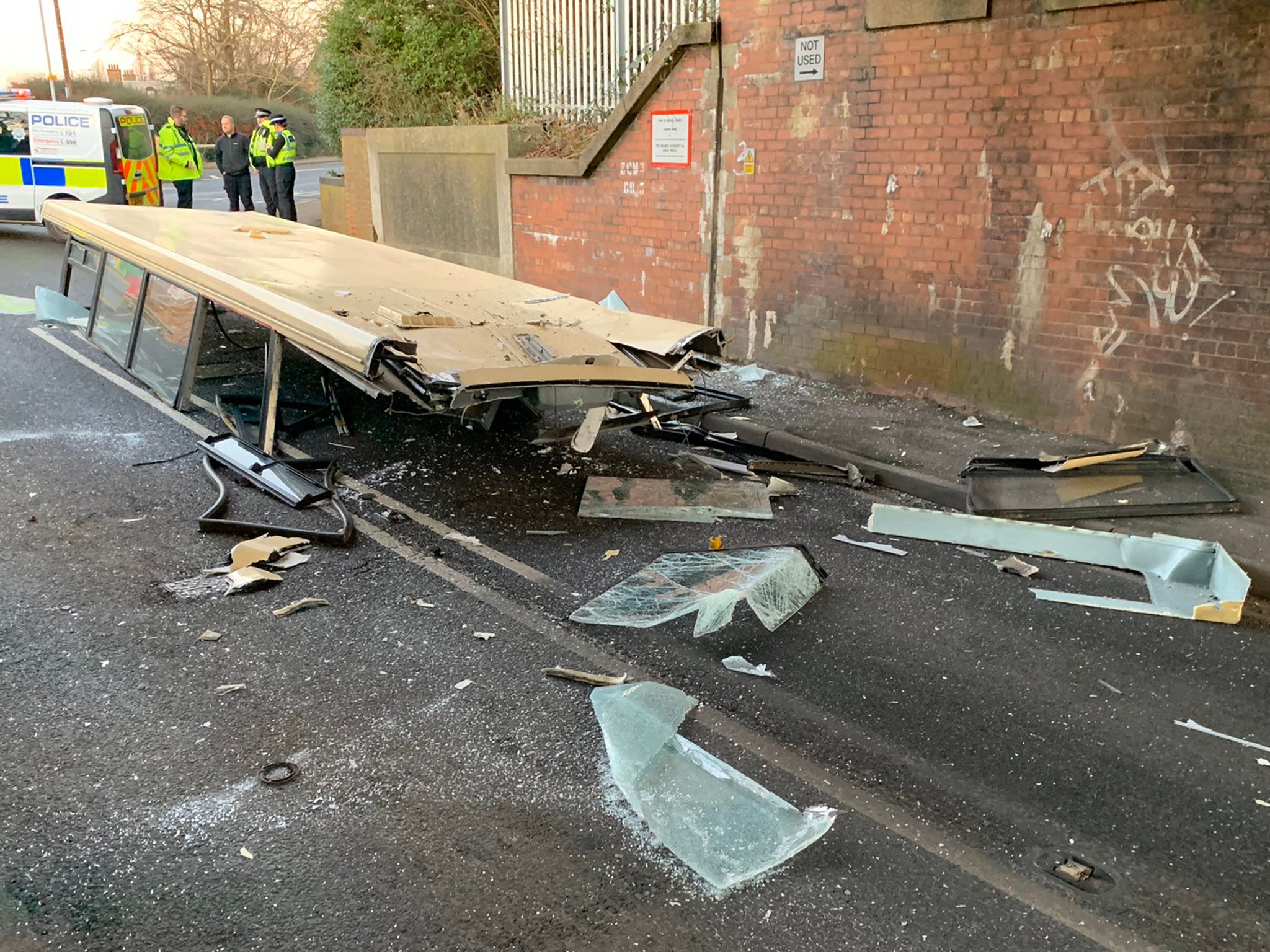 The detached roof held up commuters during rush hour