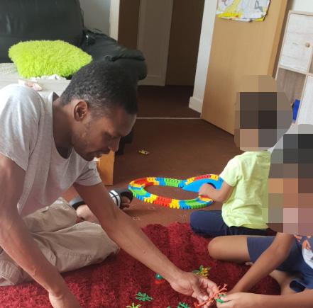 Rayan, here with his children, is the ‘best dad’, says his partner