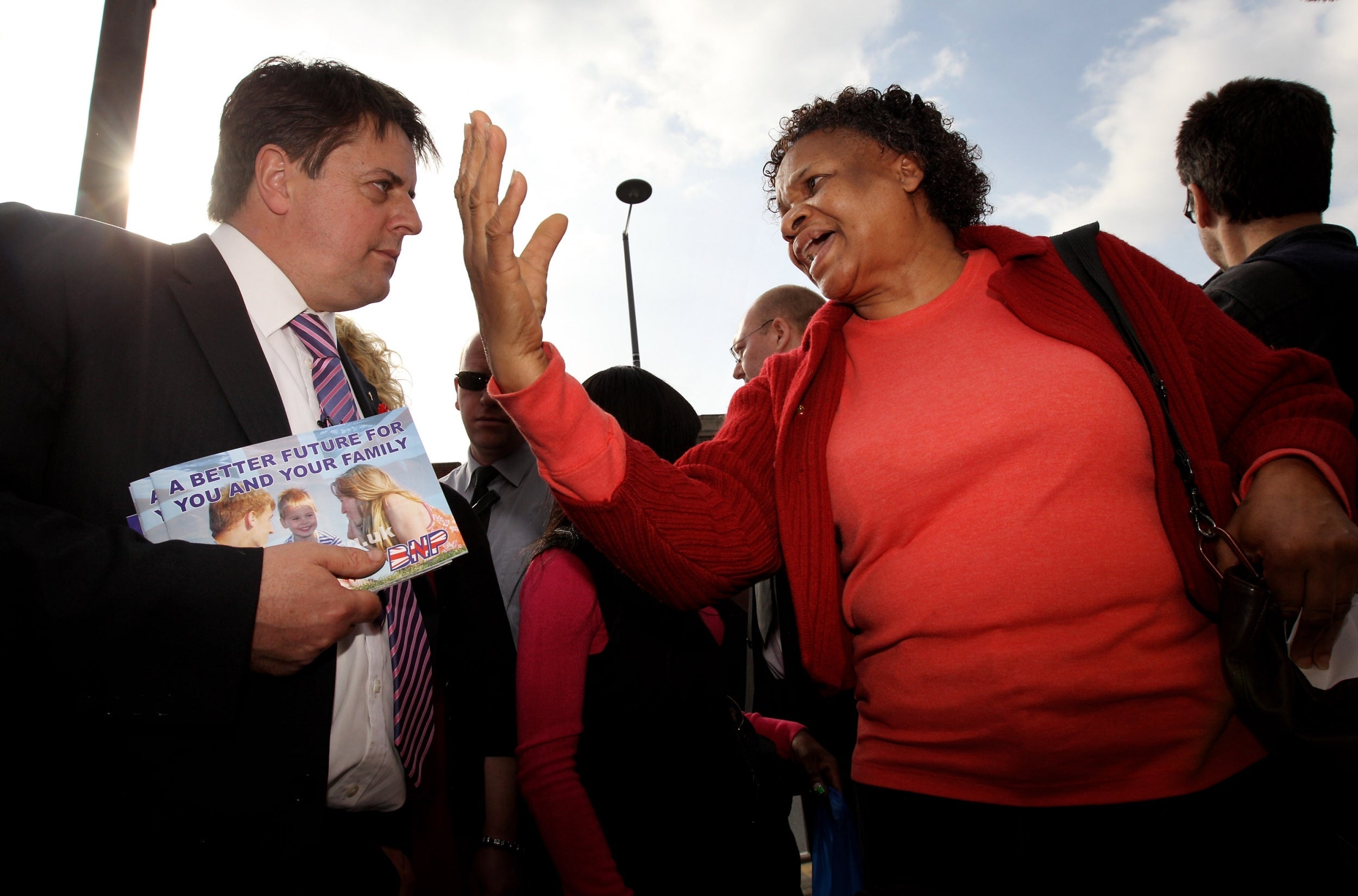 Nick Griffin, one-time leader of the BNP, canvasses for support in Dagenham in 2010