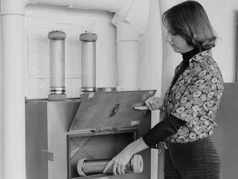 Undated handout photo issued by GCHQ of a Lamson tube from the 1950s.