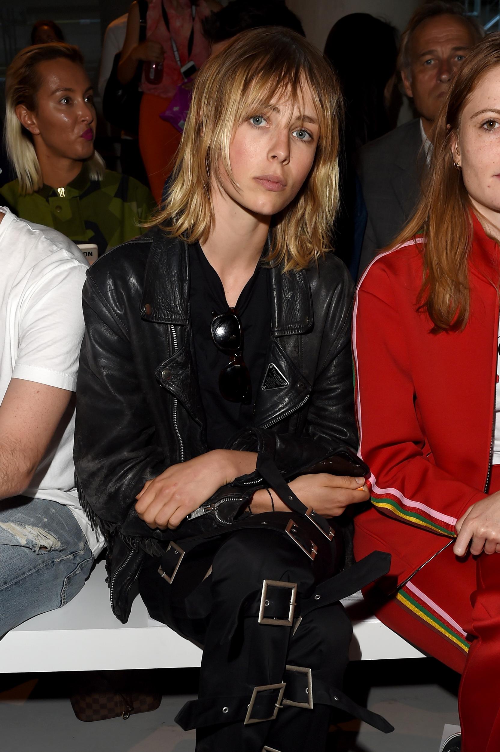 Campbell sits on the front row at London Fashion Week Men’s in June 2017 (Getty)