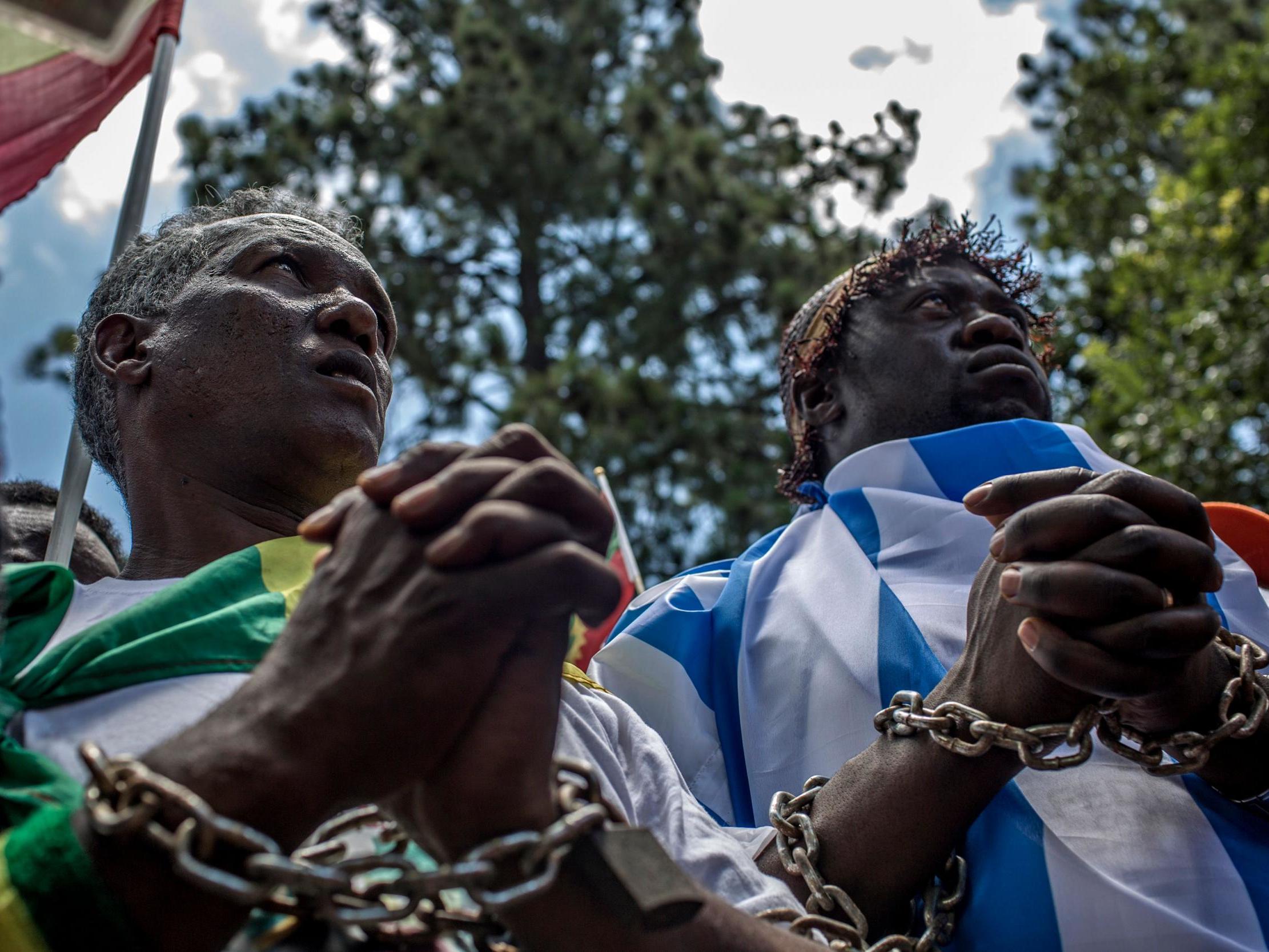 A demonstration against the slave trade in Libya, 2017