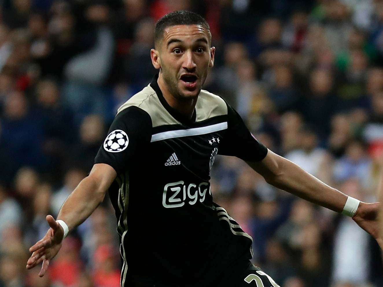 Ajax's Hakim Ziyech celebrates scoring