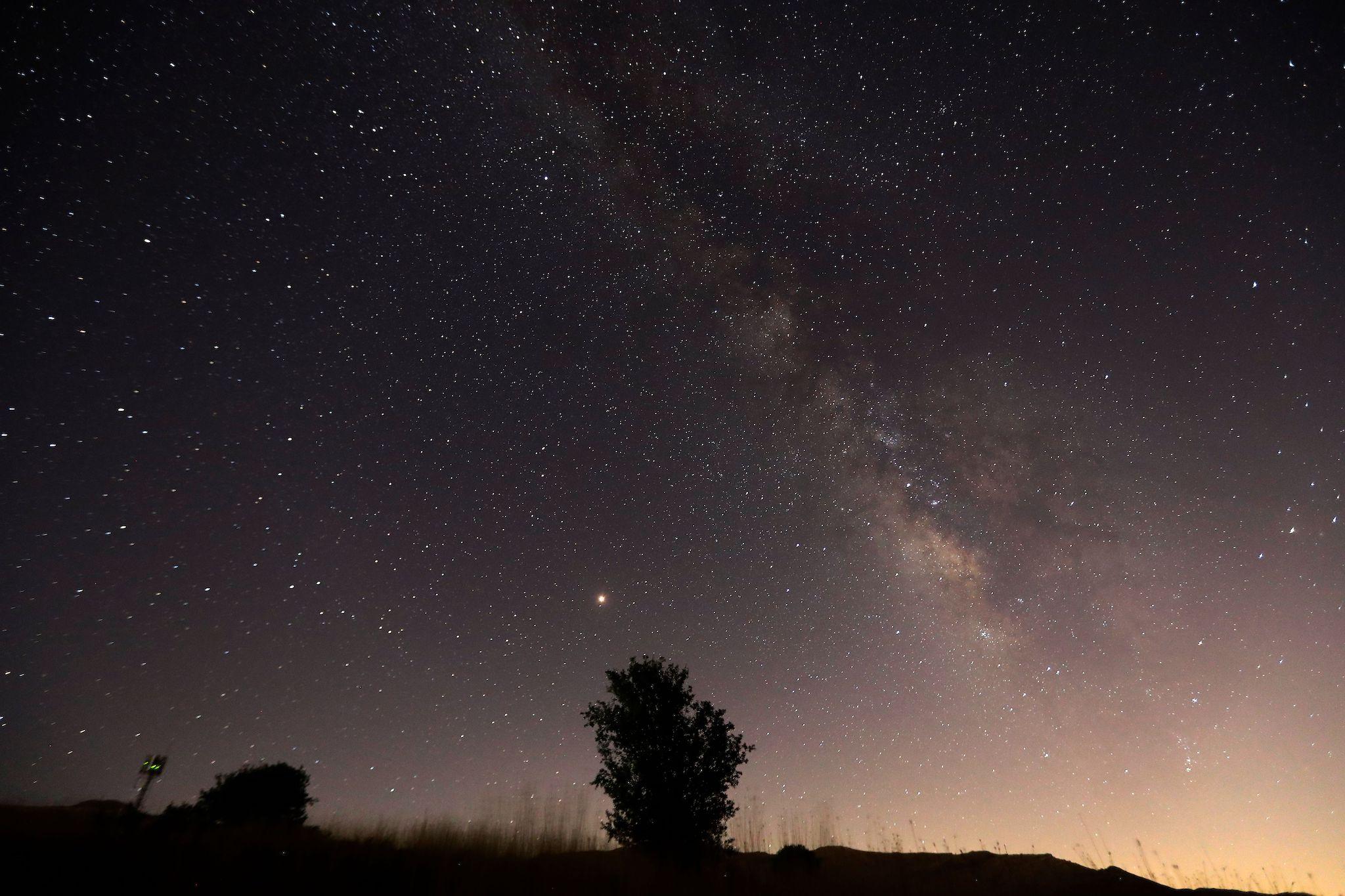 Stars and the Milky Way are seen in the night sky over Lebanon late on August 12, 2018 in the mountain area of Tannourine, north of Beirut