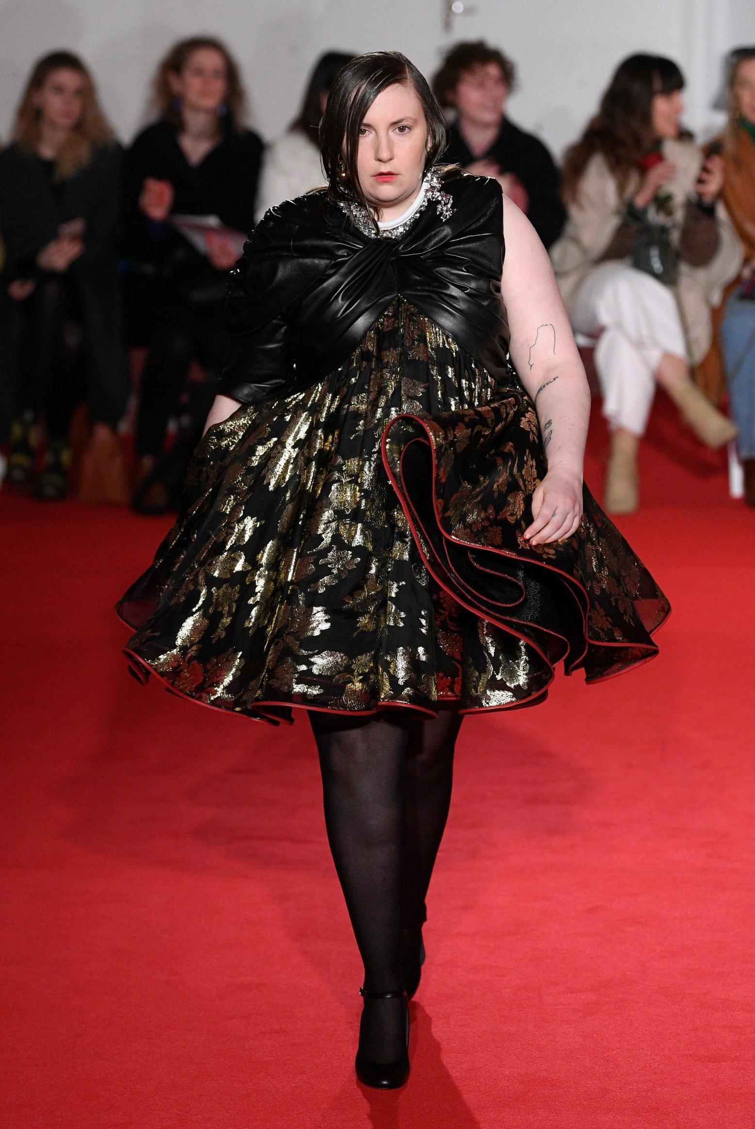 Lena Dunham made her runway debut at London Fashion Week on the catwalk at 16Arlington