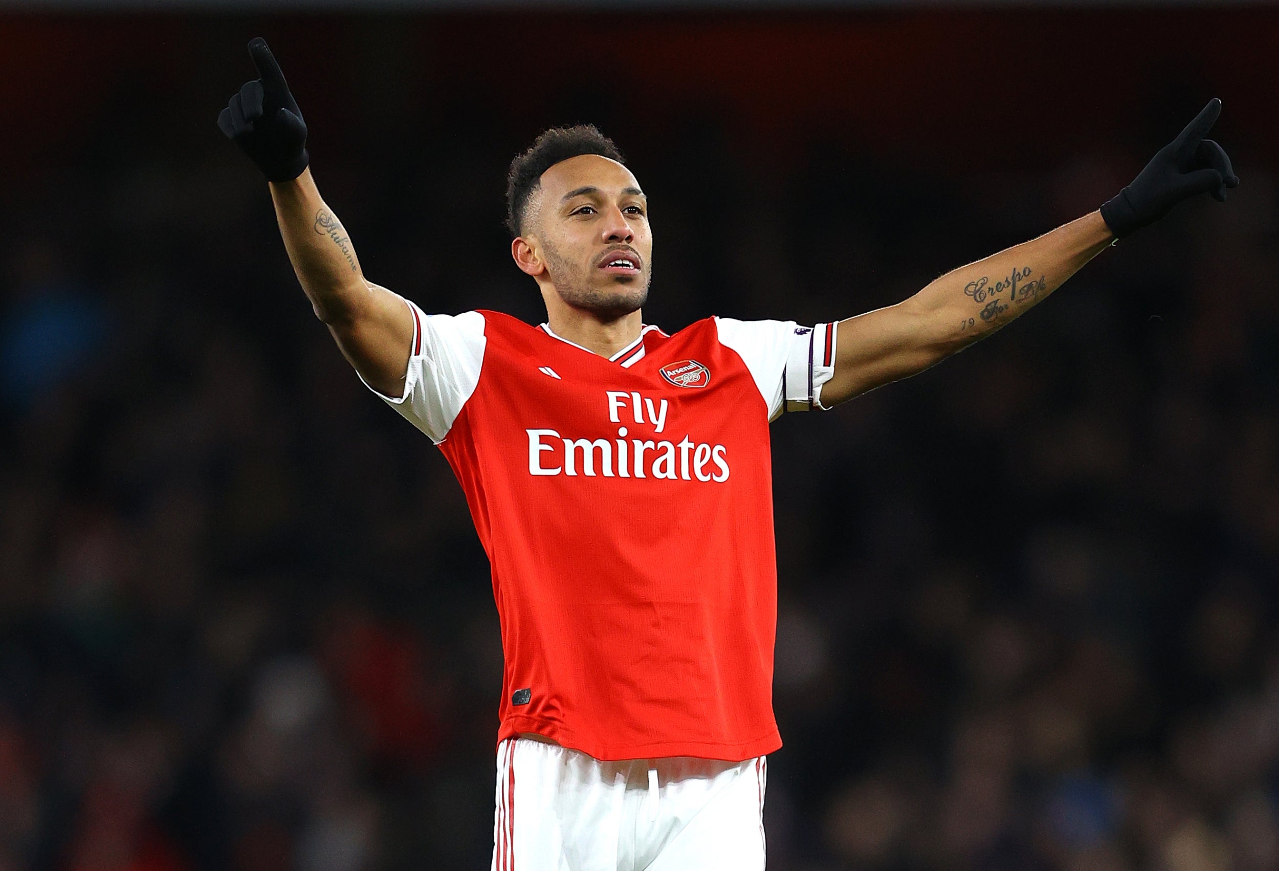 Aubameyang celebrates breaking the deadlock