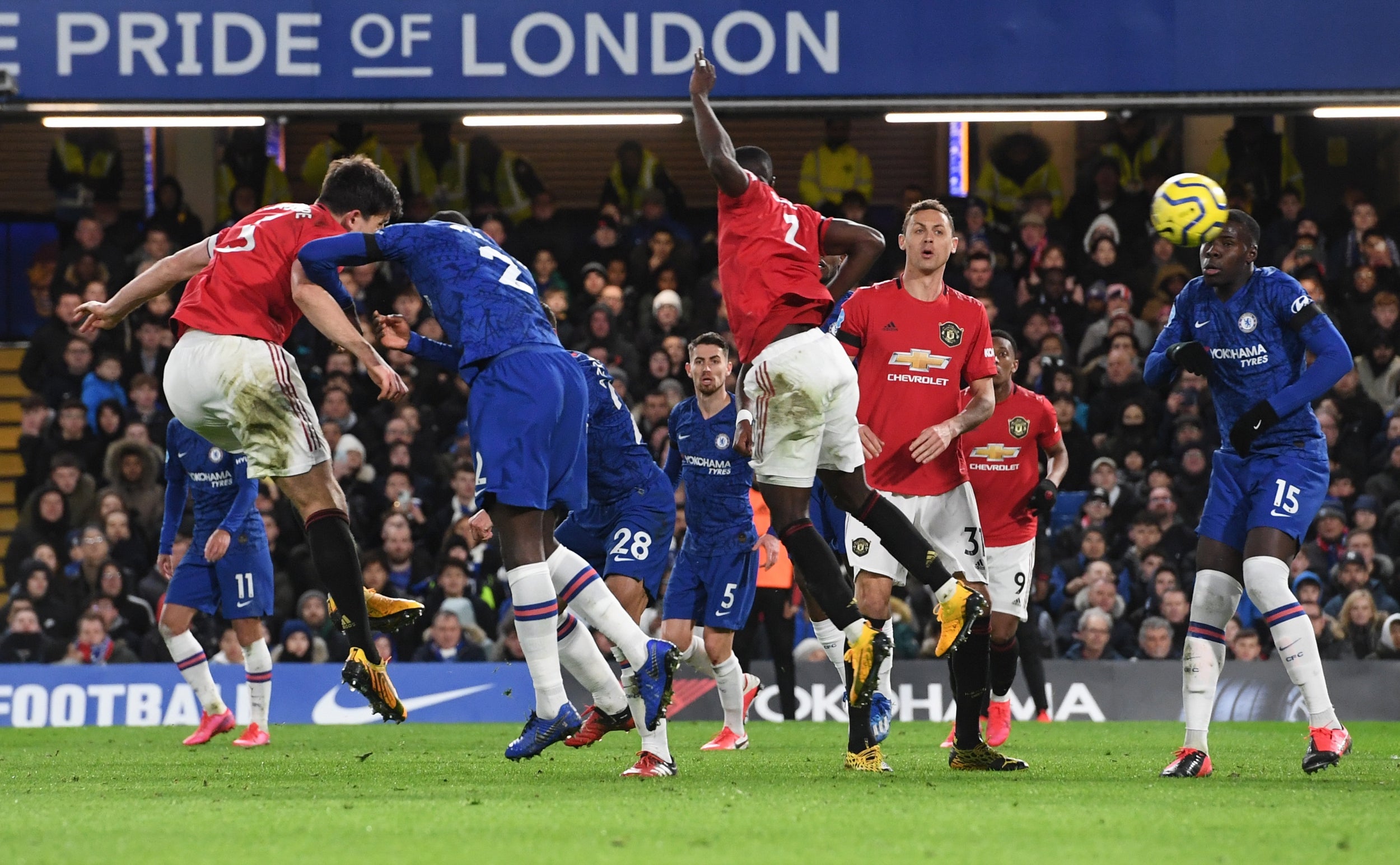 Maguire guides his header home