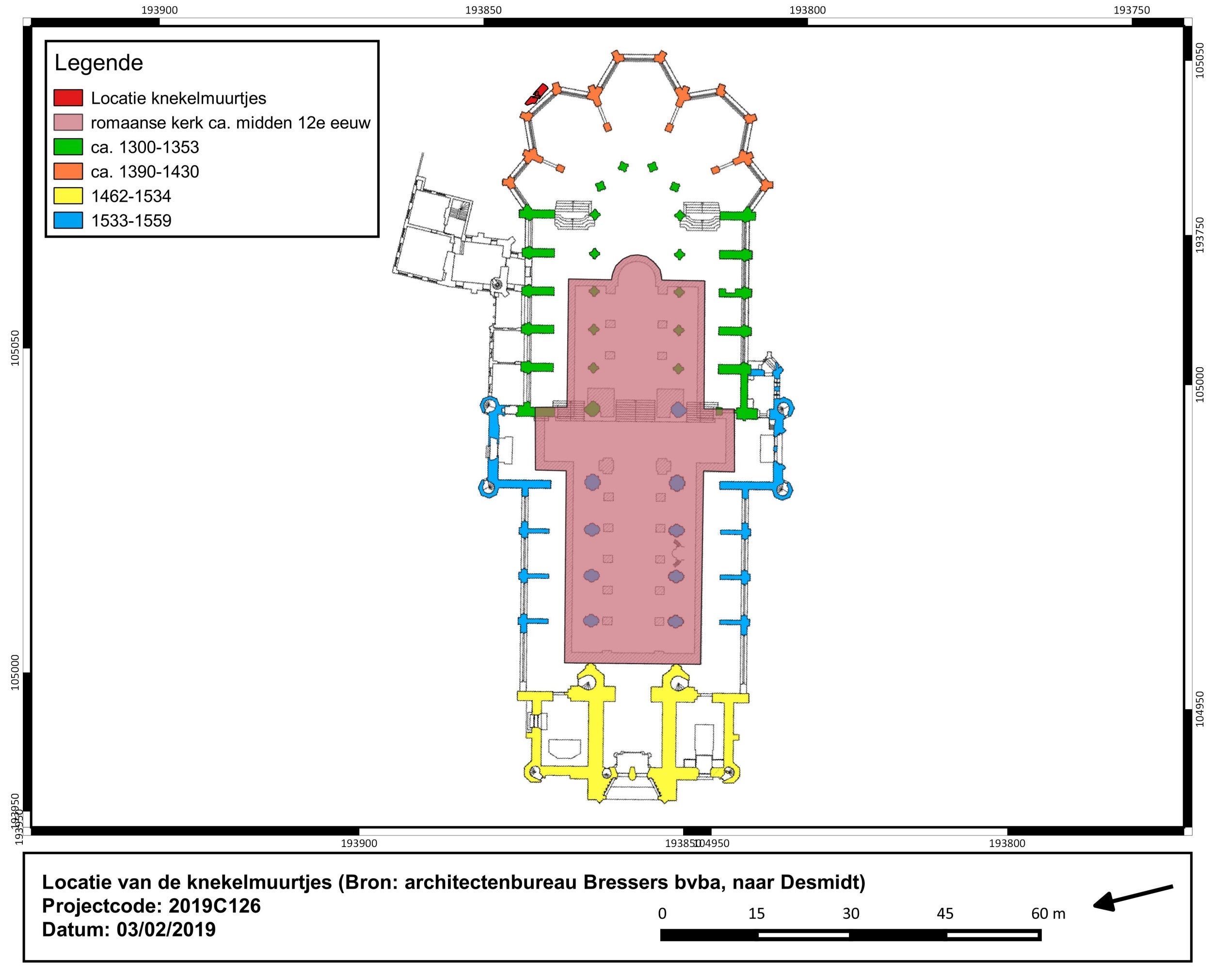 Location of wall and Romanesque church