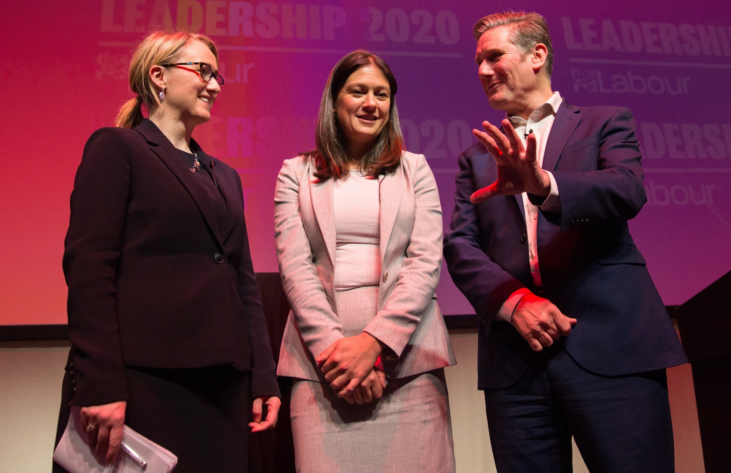 Rebecca Long-Bailey, Lisa Nandy and Sir Keir Starmer speak at a Labour leadership hustings in Glasgow last week