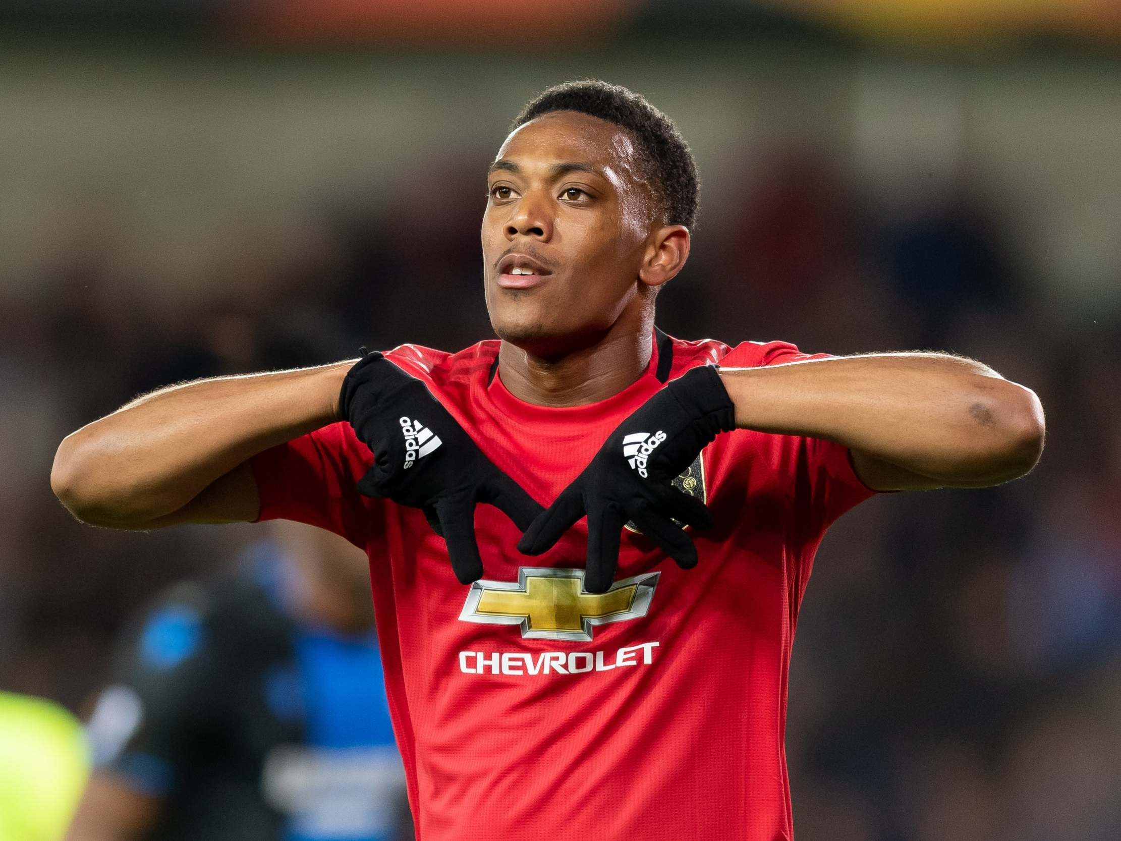 Anthony Martial celebrates his equaliser