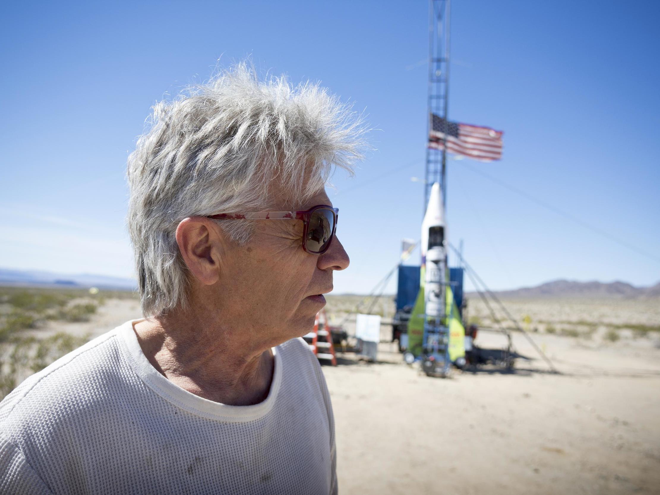 “Mad” Mike Hughes pictured on March 6, 2018, near Amboy, California.