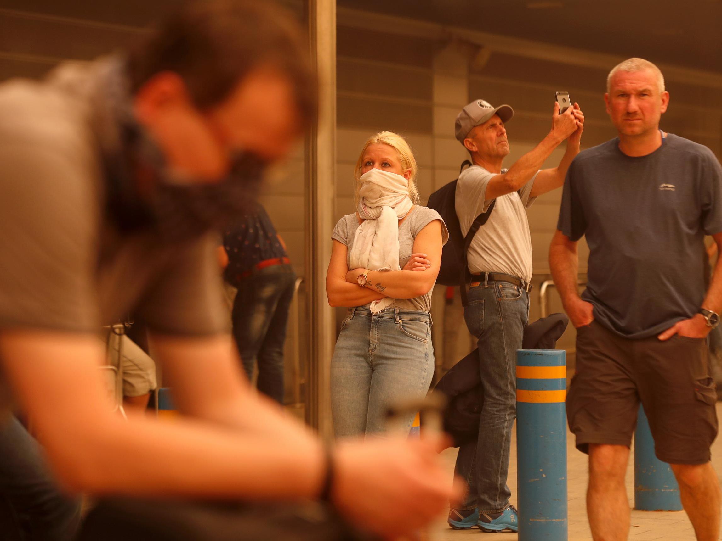 Passengers wait at Las Palmas airport in Gran Canaria