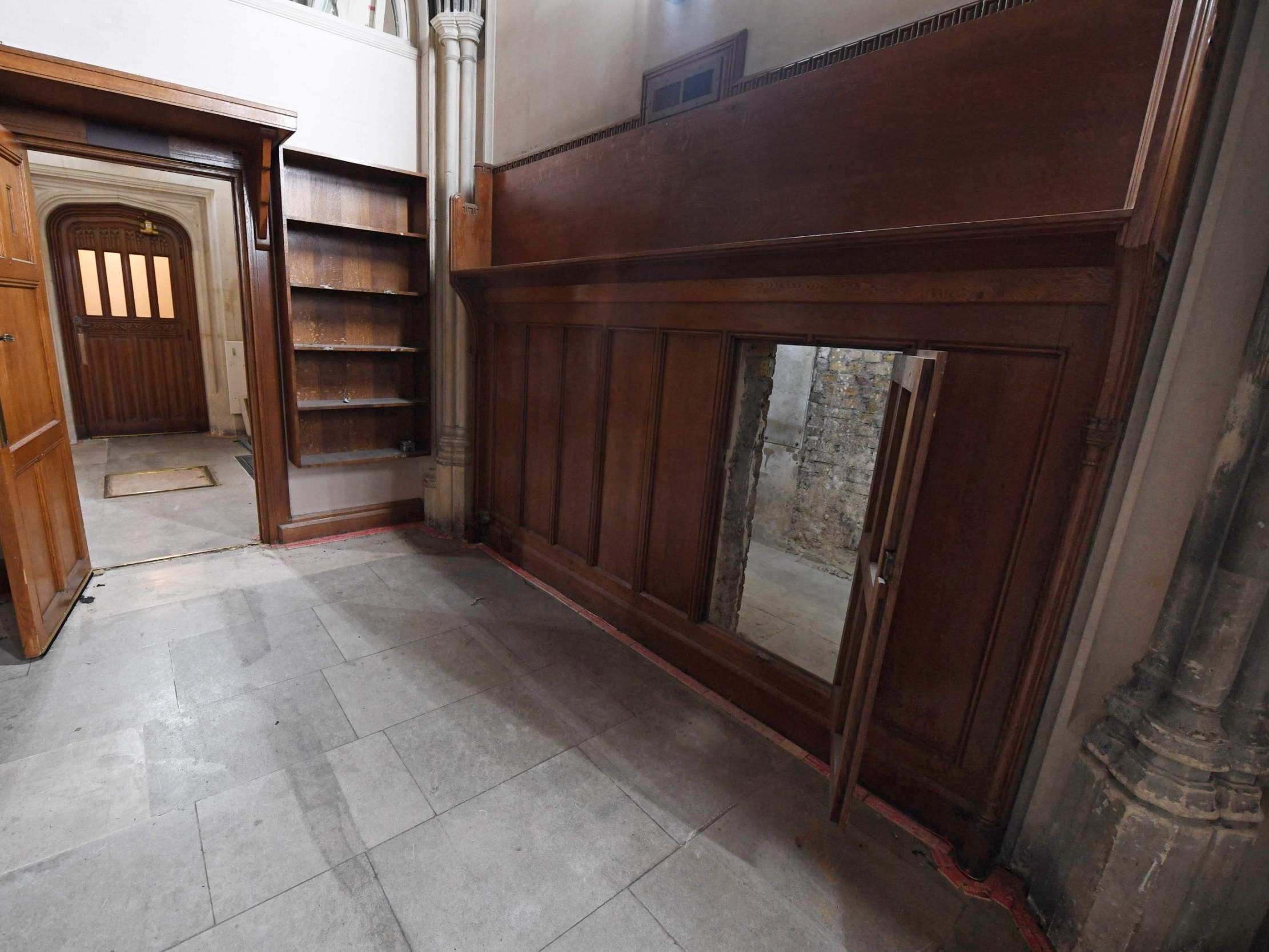 The entrance to a secret chamber concealing a 360-year-old blocked passageway, rediscovered during renovation work in the Houses of Parliament (AFP/Getty)