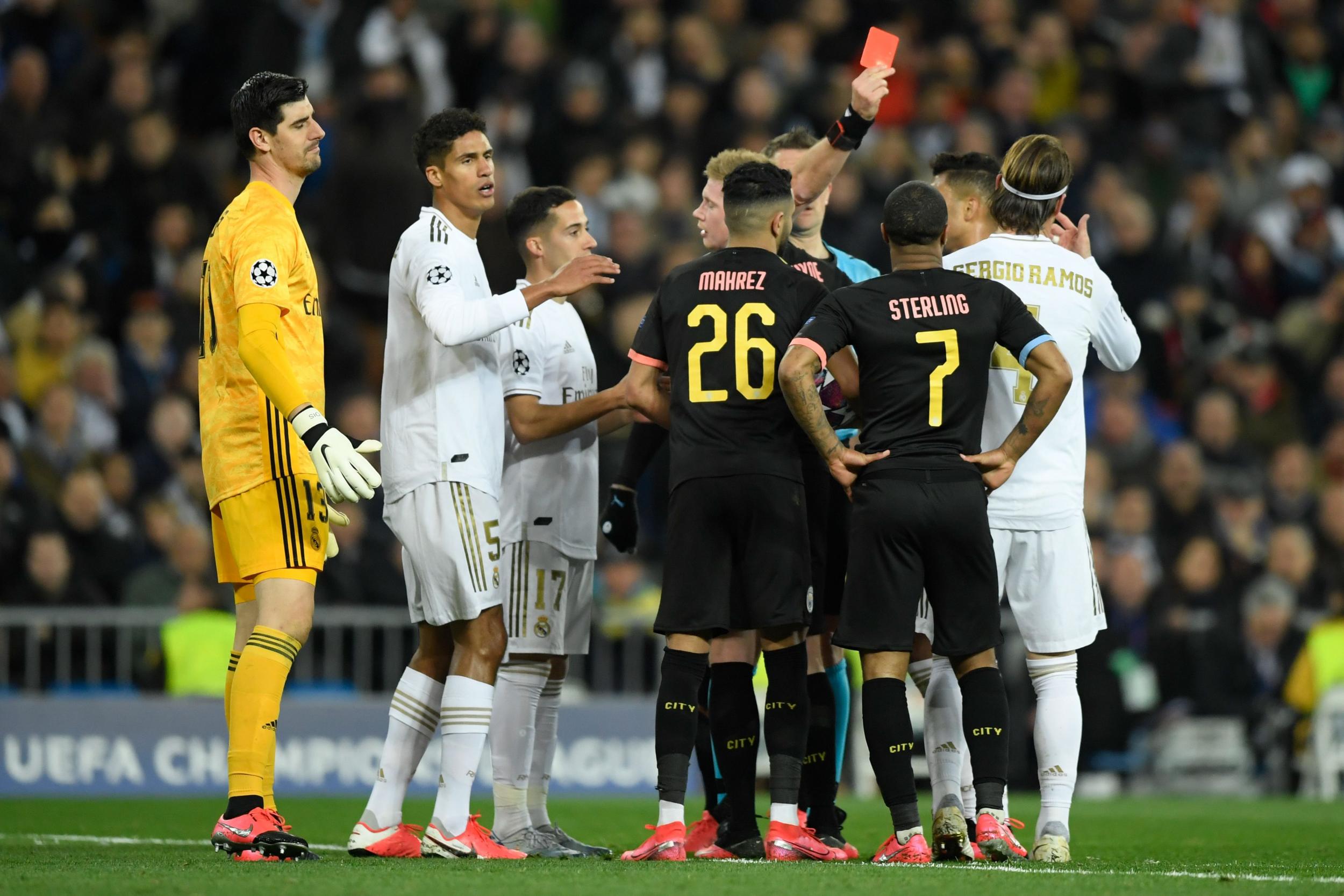 Sergio Ramos was sent off late in the game (Getty)