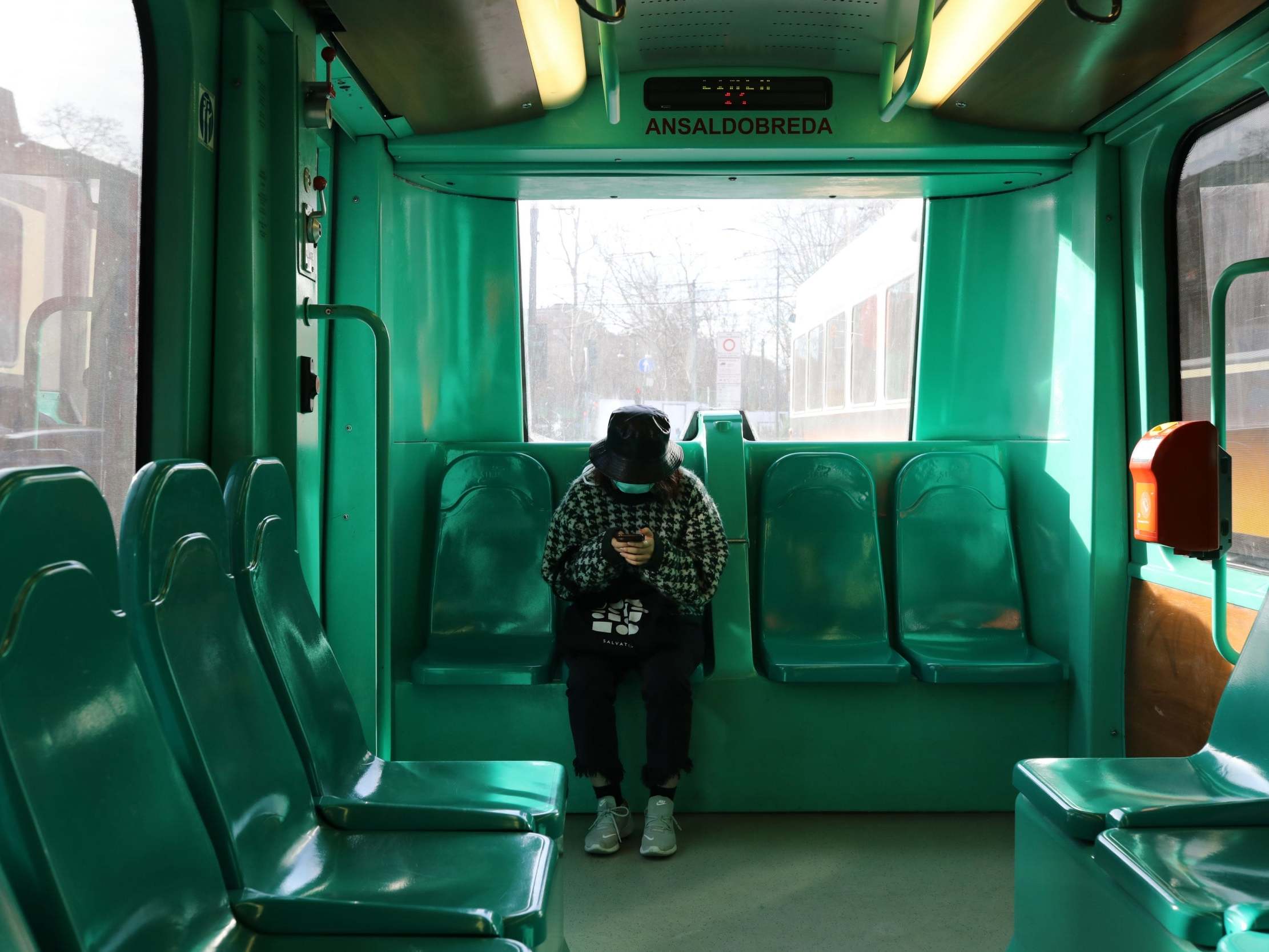 Public transport in Milan is largely deserted