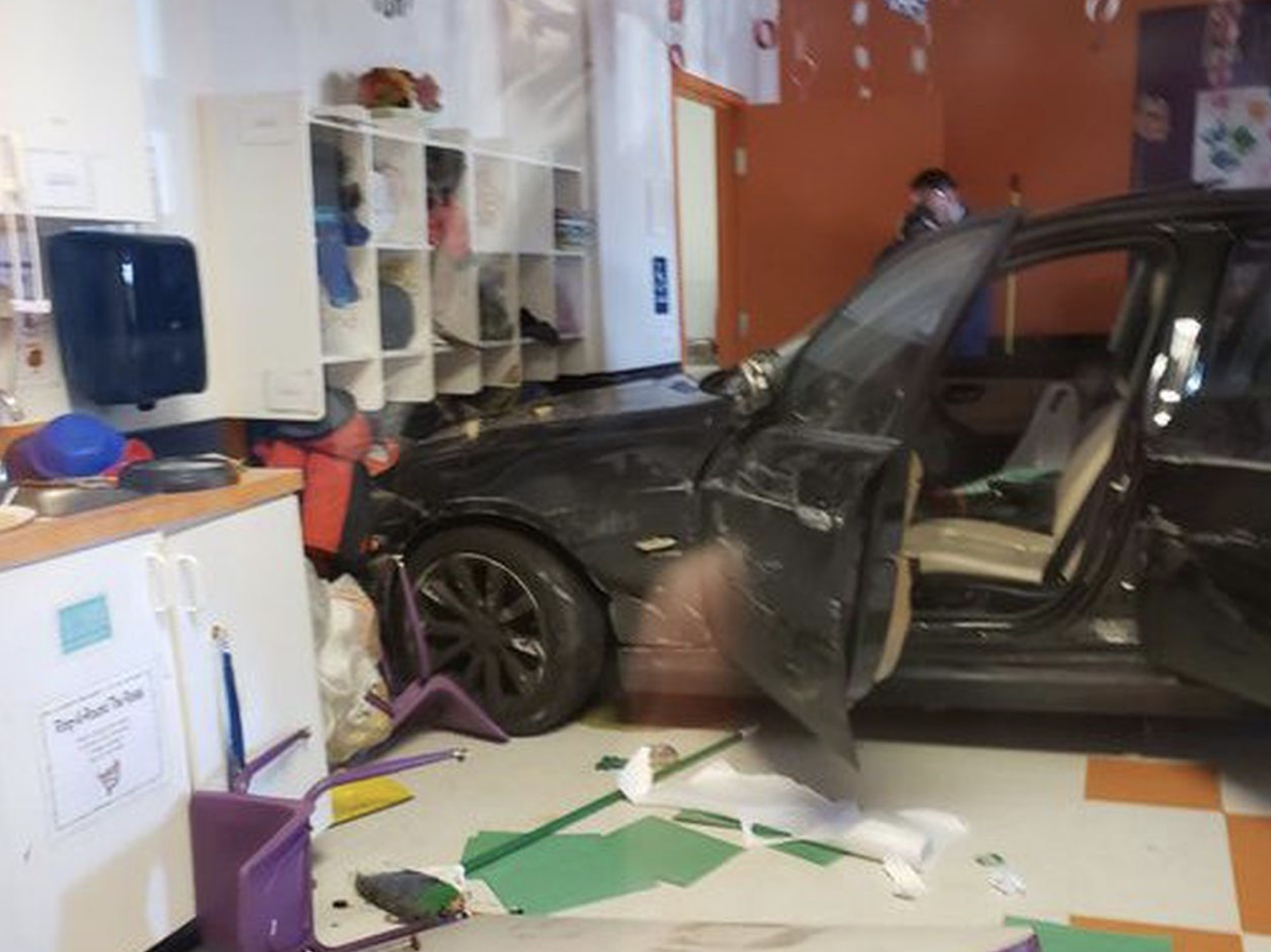 A BMW crashed into a Philadelphia day care on Thursday afternoon when children were napping. Four children were taken to the hospital, with one seriously injured