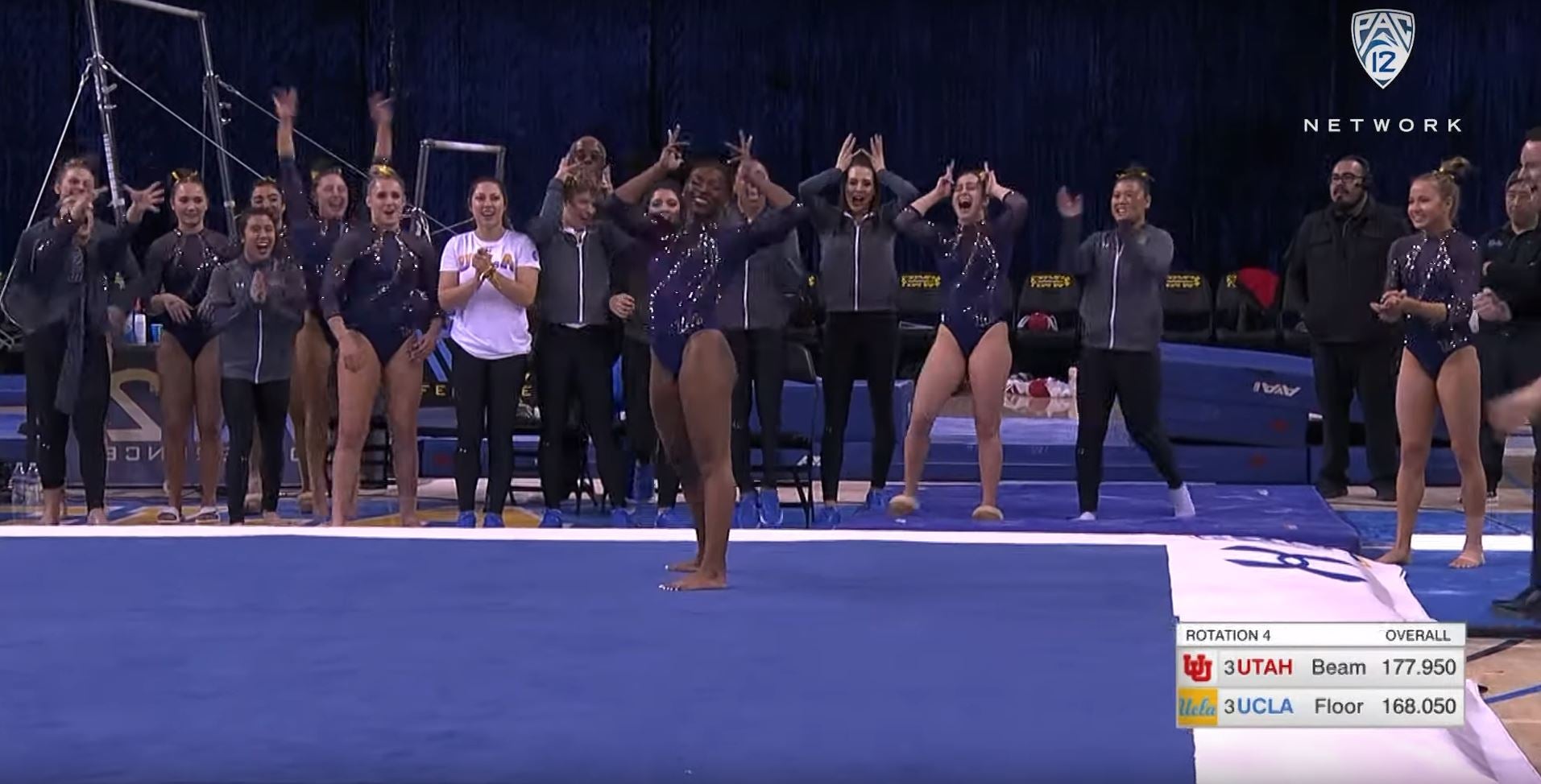 Nia Dennis places a ‘crown’ on her head at the end of her Beyoncé Homecoming-inspired routine