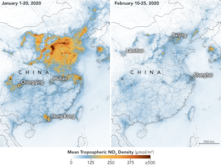 Pollution levels in January contrast with those in February