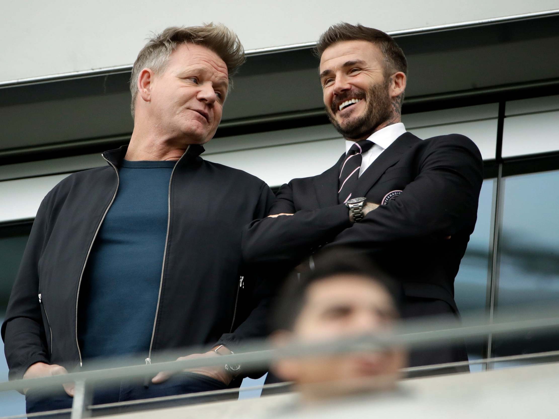 David Beckham, pictured alongside Gordon Ramsay, watches Inter Miami in action