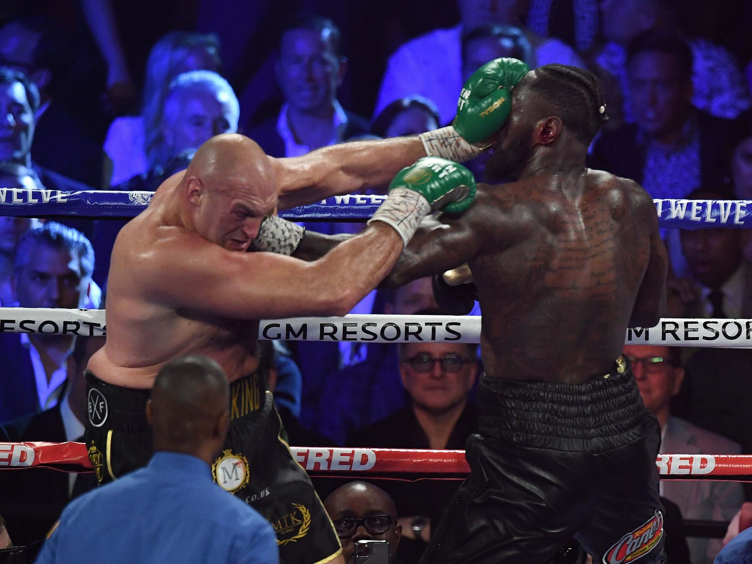 Fury lands a shot on Wilder in the rematch