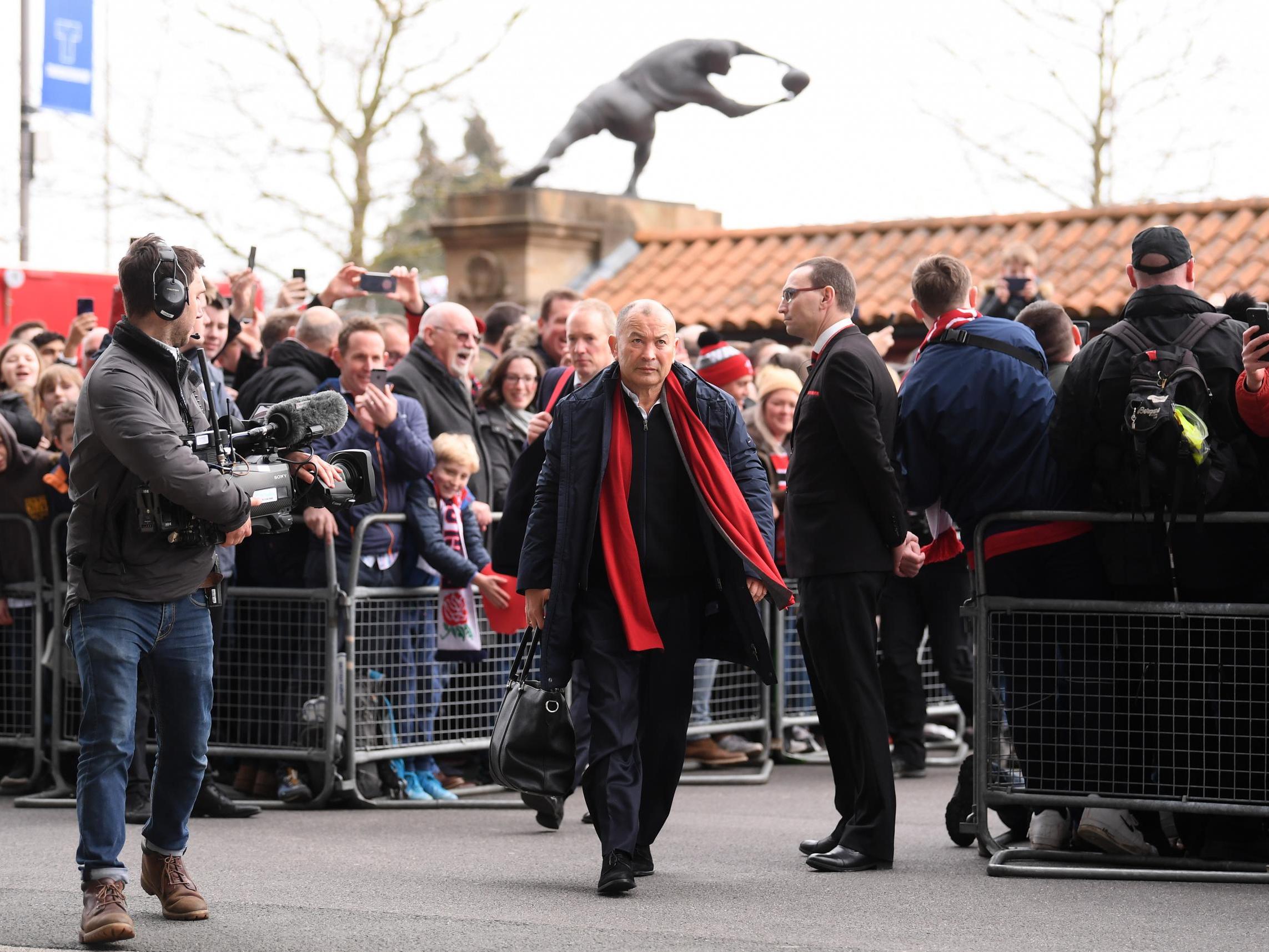 Eddie Jones arrives at Twickenham ahead of England vs Wales