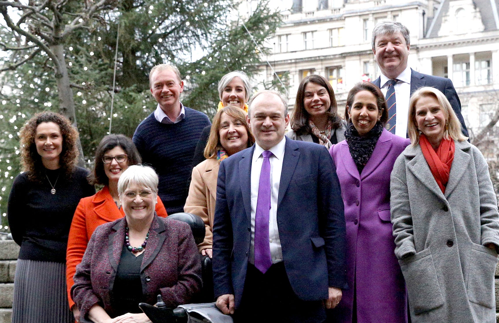 Liberal Democrat MPs including Layla Moran (middle row, second from left), Christine Jardine (middle row, third from left), Wera Hobhouse (middle row, furthest right) and Ed Davey (front and centre)