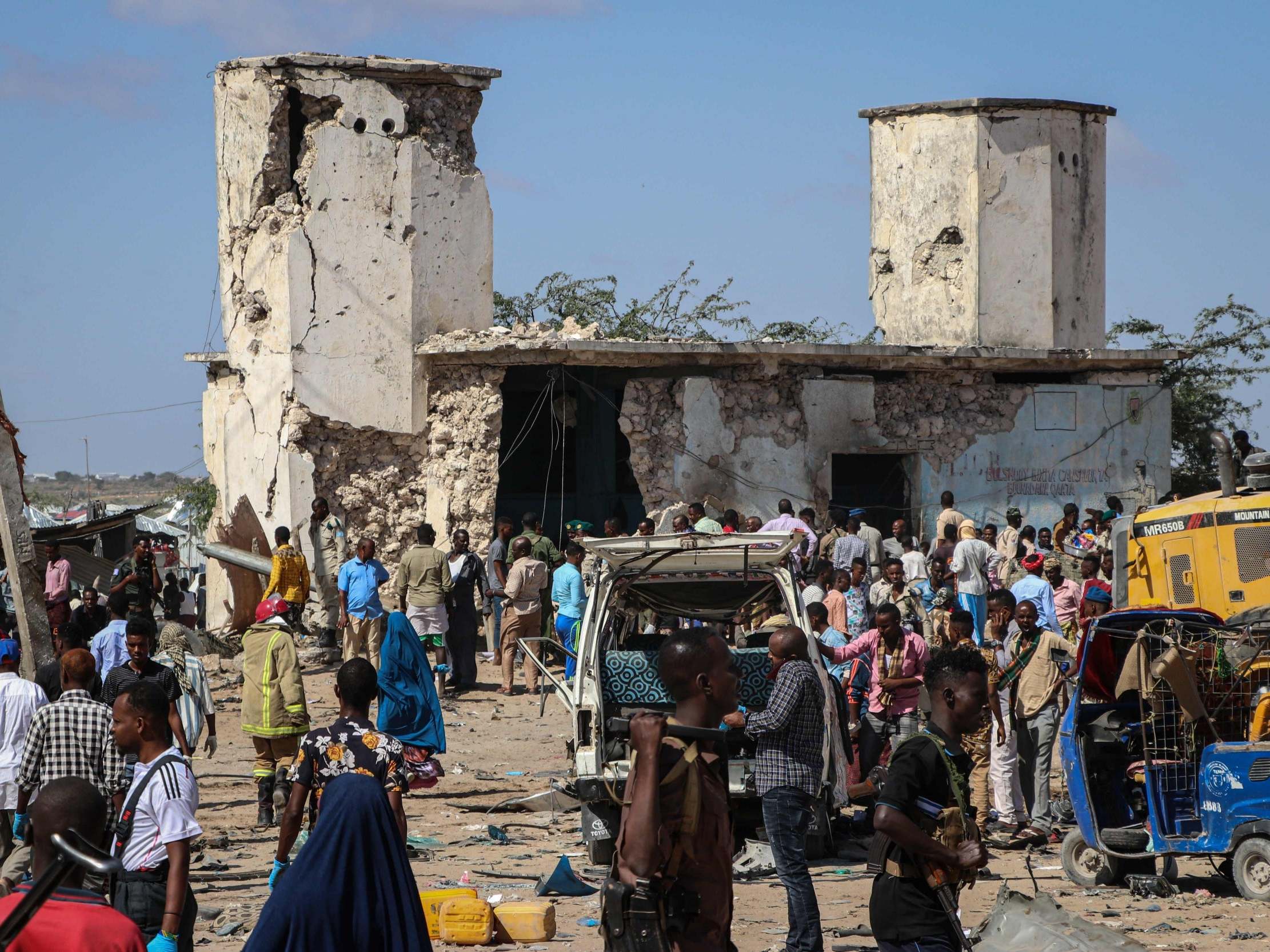 The aftermath of a Mogadishu car bombing on 28 December 2019, thought to have played a role in allegedly deceased Bashir Mahamoud's possible expulsion from al-Shabaab.